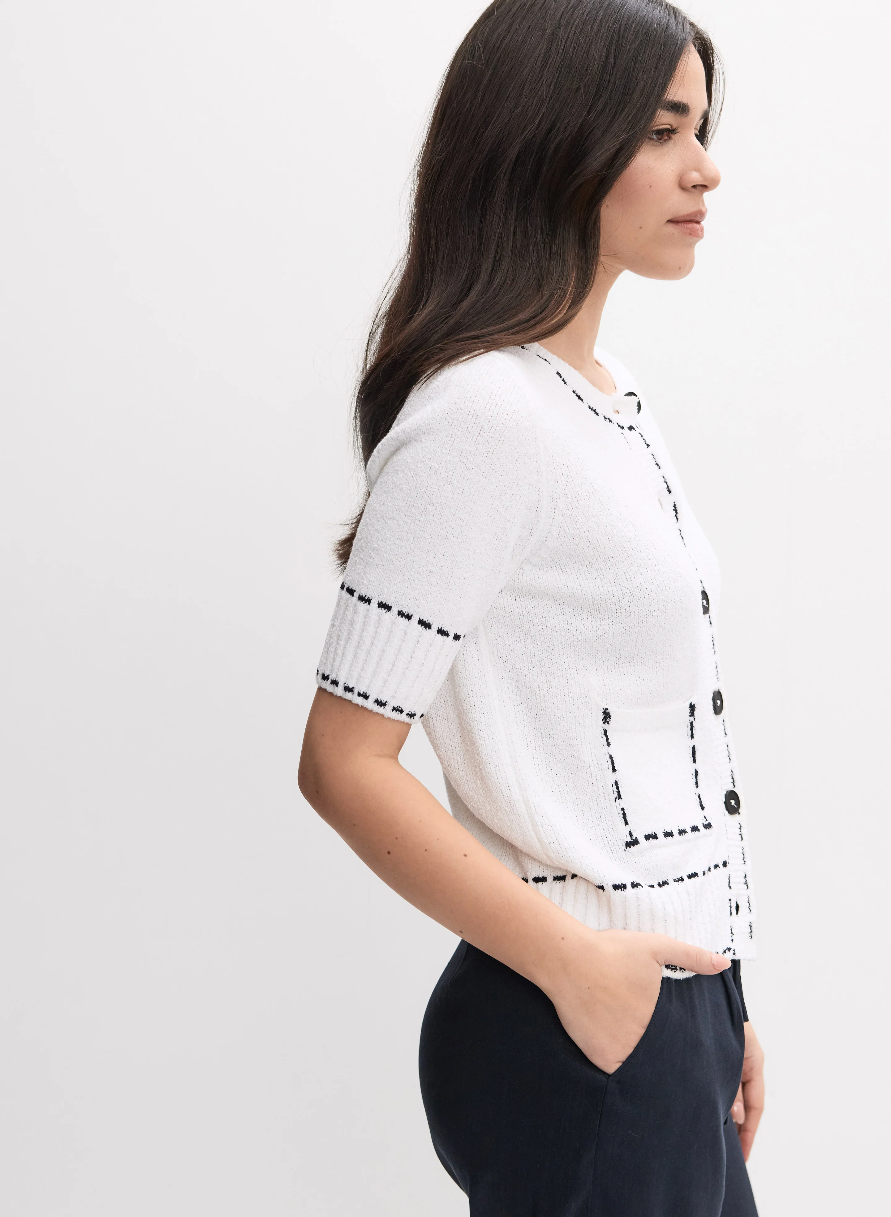 Contrast Button-Down Cardigan - Image 5