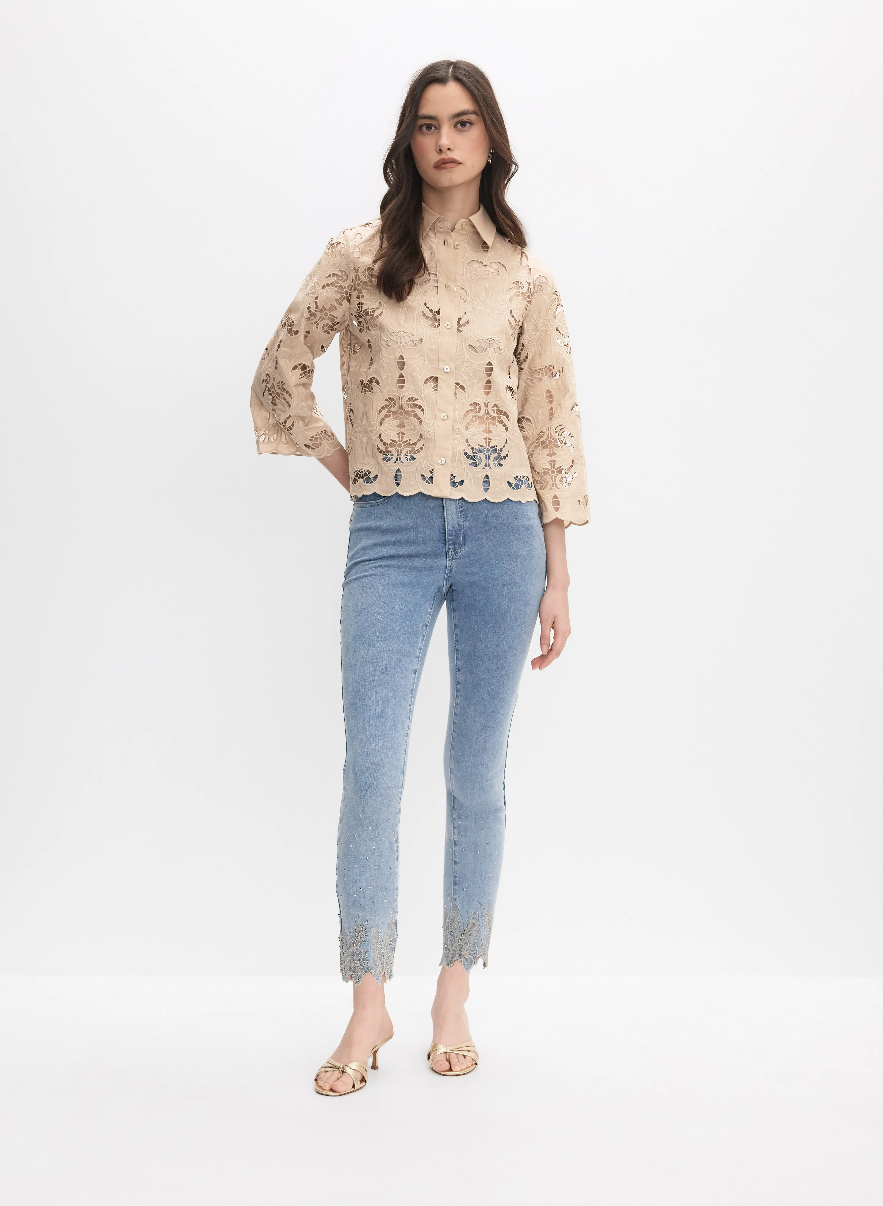 Button-Down Embroidered Blouse - Image 4