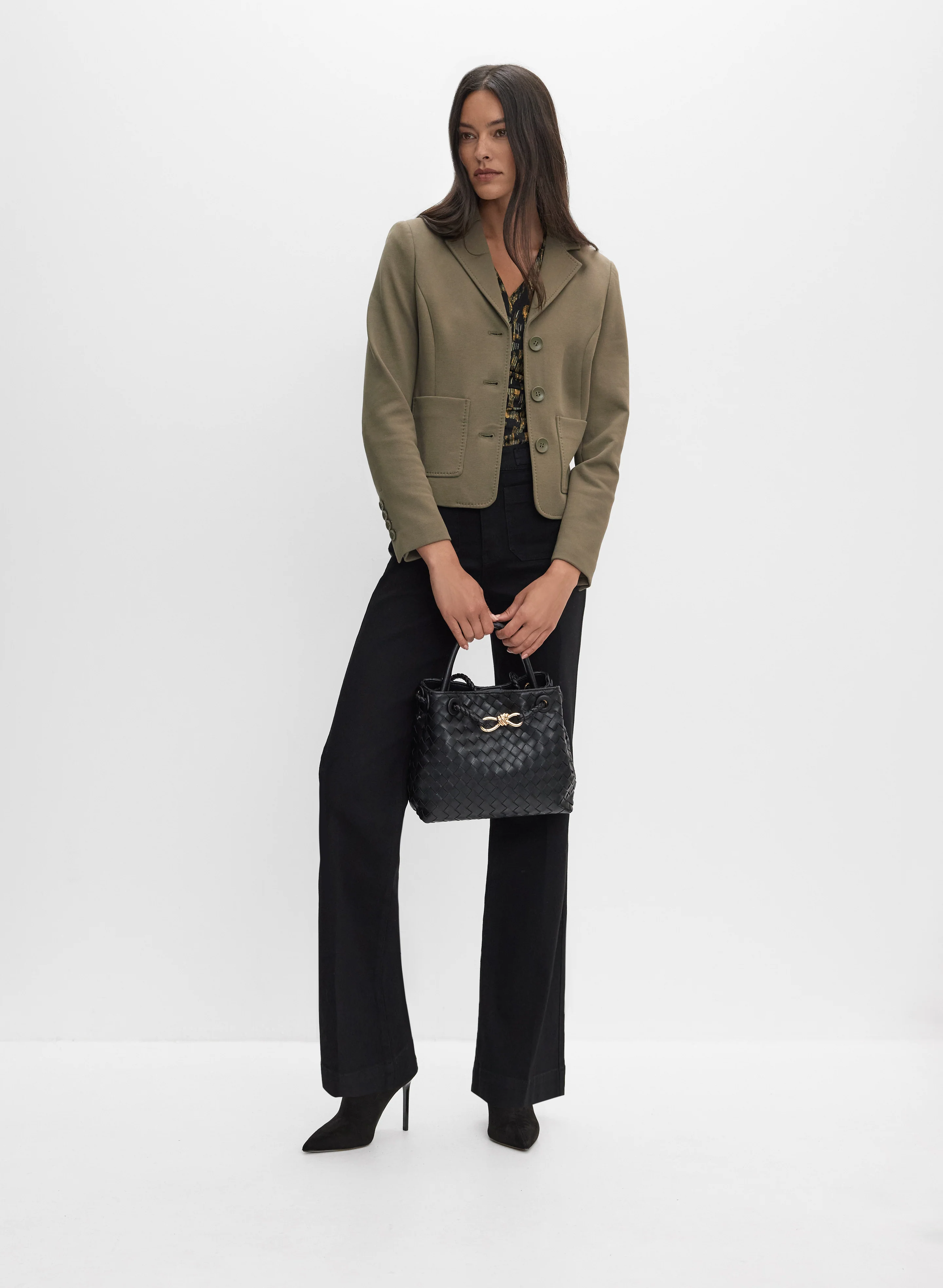 Button-Down Jacket & Flare-Leg Jeans