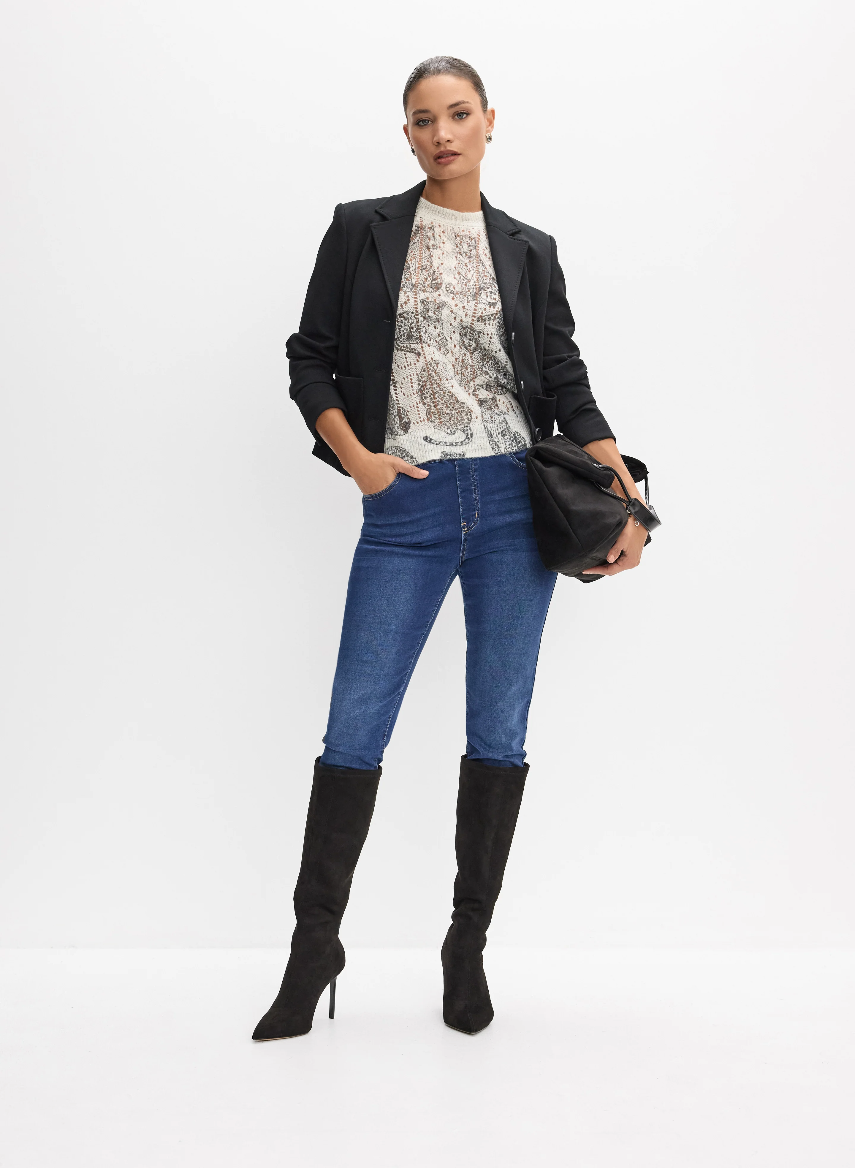 Button-Down Jacket & Pull-On Denim Leggings