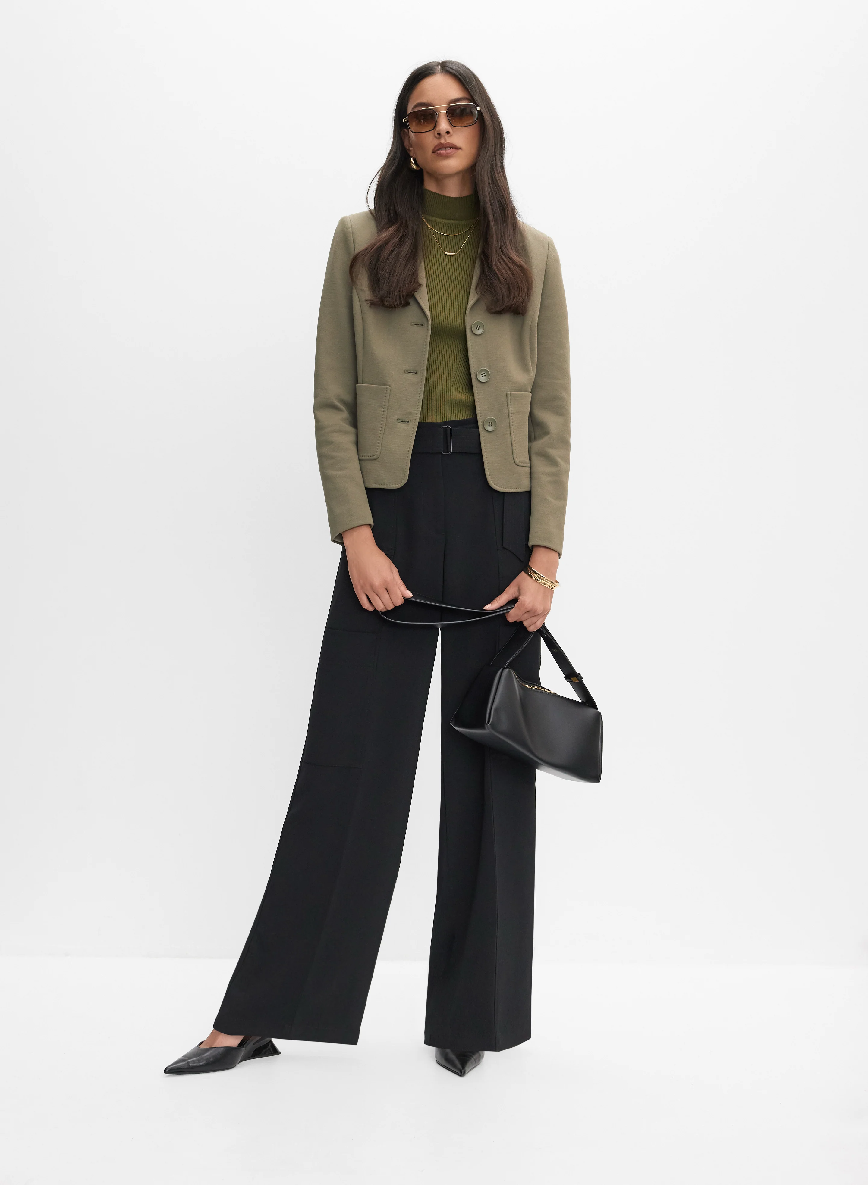 Button-Down Jacket & Wide-Leg Utility Pants