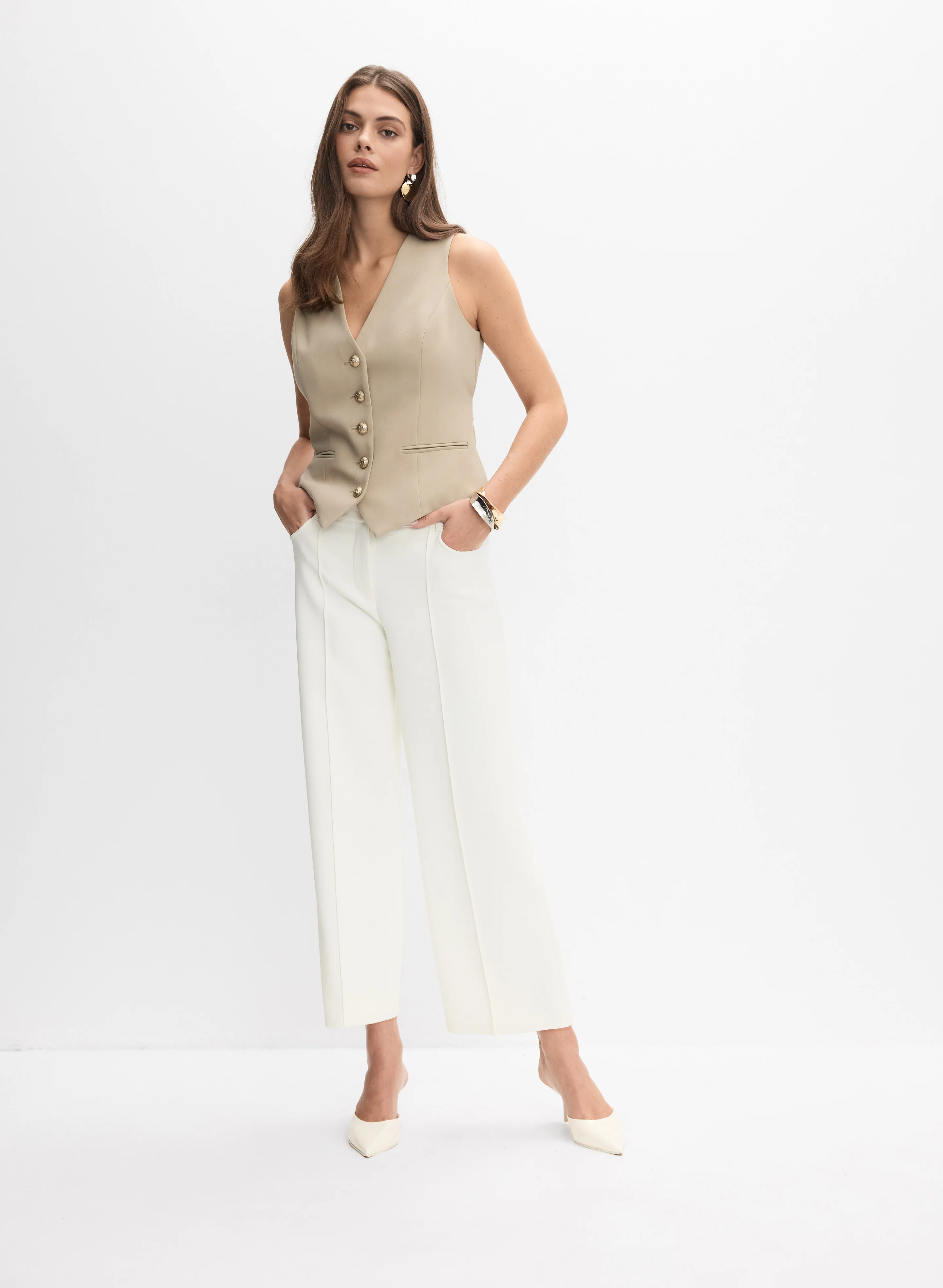 Button-Down Vest & Pinched Seam Culottes