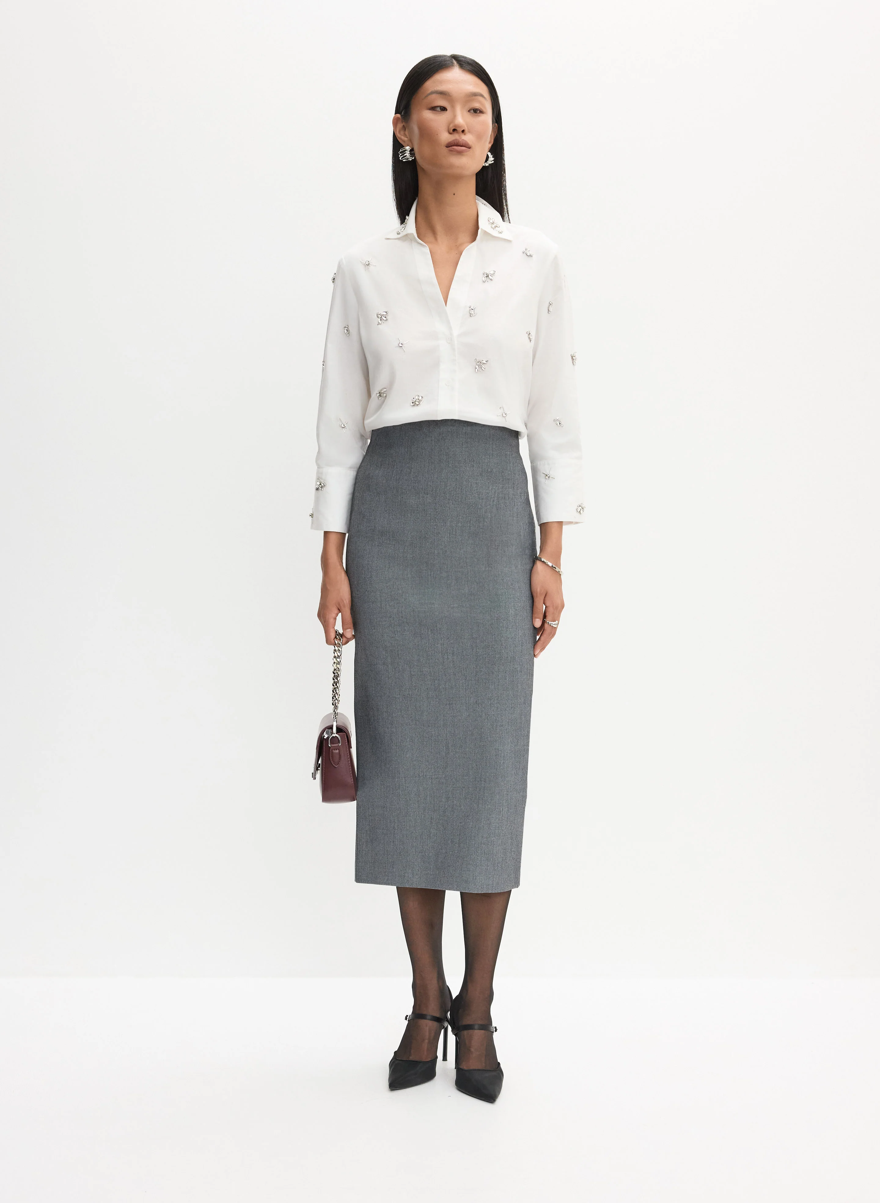 Button-Up Blouse & Pencil Skirt