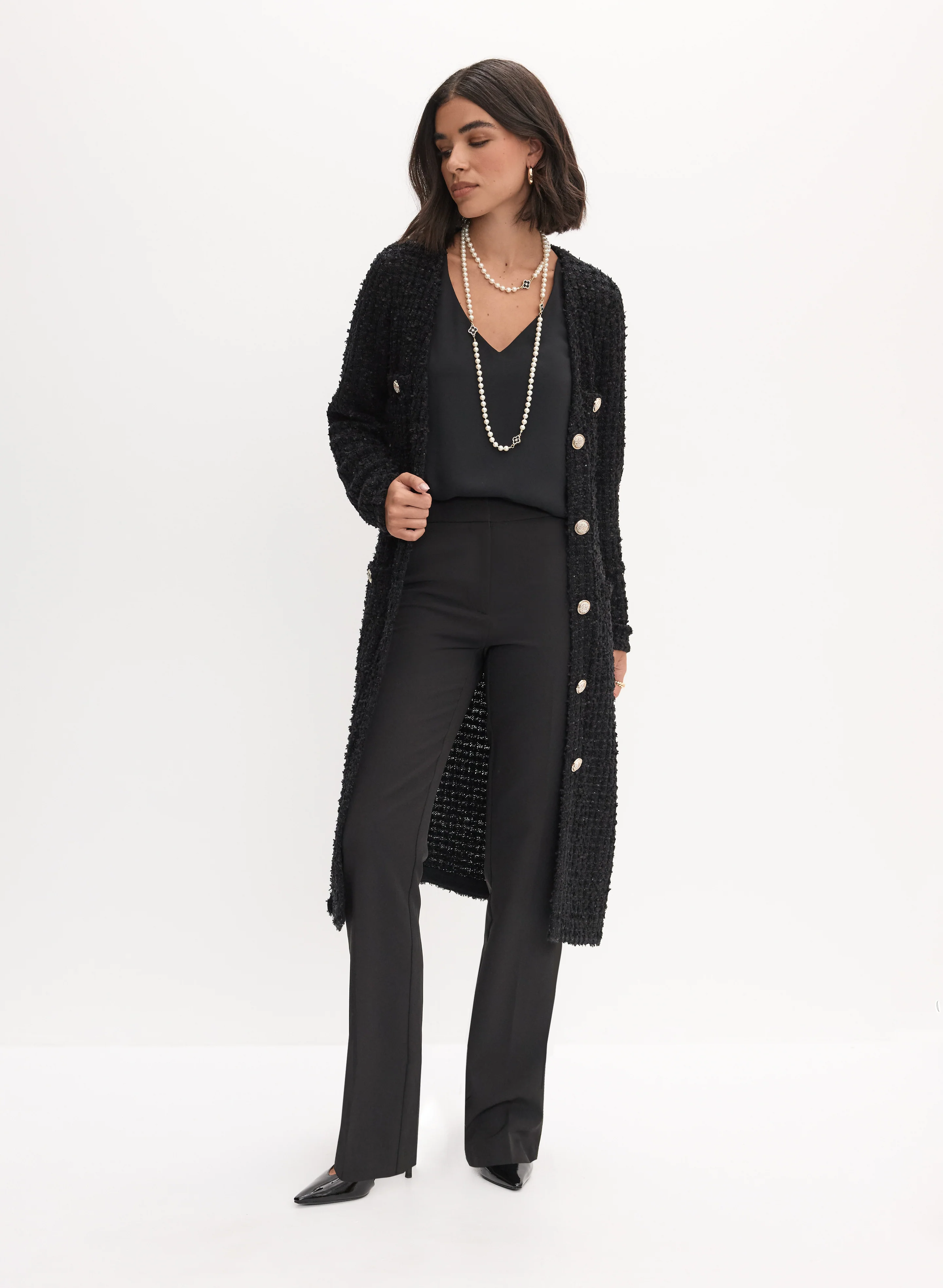 Button-Up Sweater & Straight Leg Pants