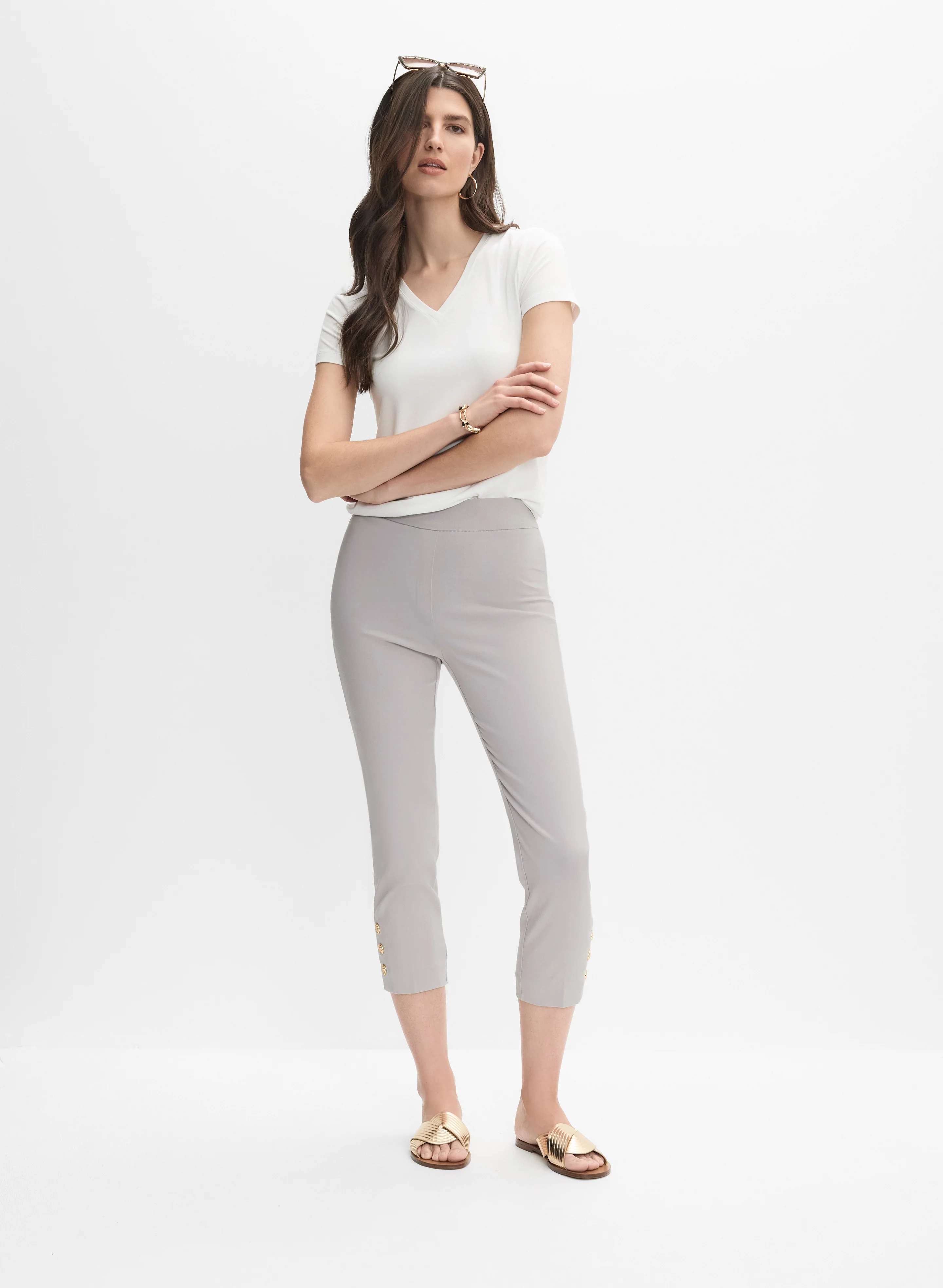 Buttoned Hem Capris - Image 3
