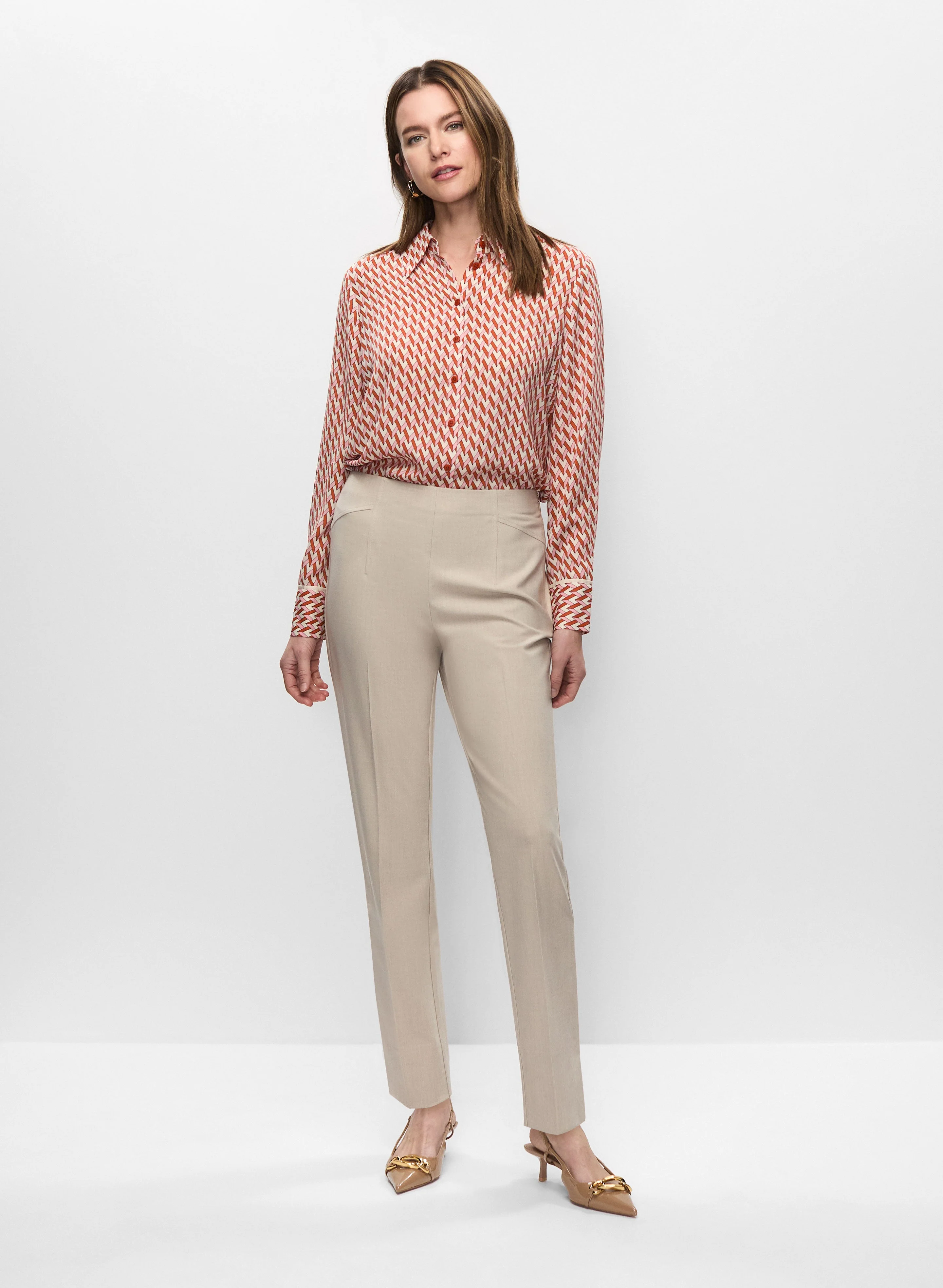 Chevron Print Blouse & Amber Slim Leg Pants