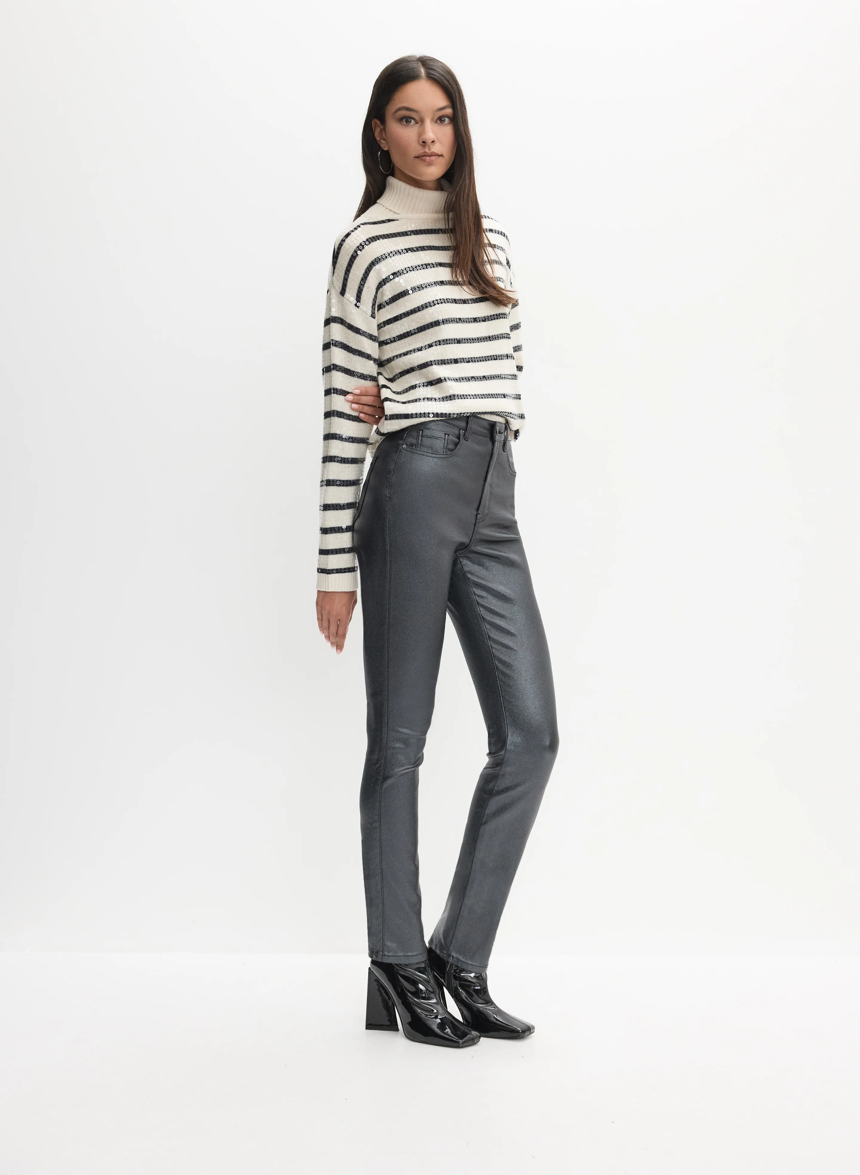 Coated Metallic Slim-Leg Jeans - Image 5