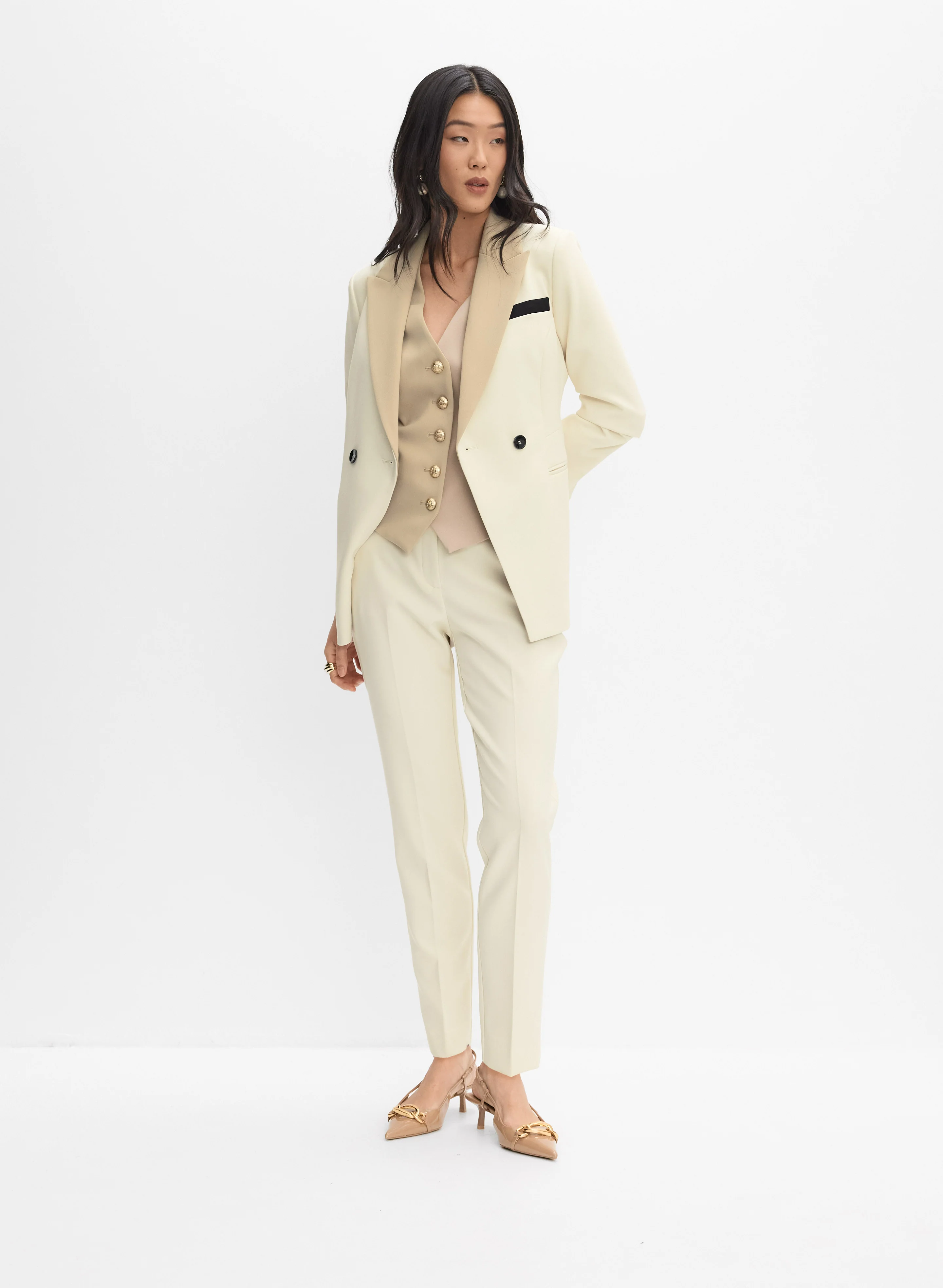 Colour Block Blazer & Giselle Slim-Leg Pants