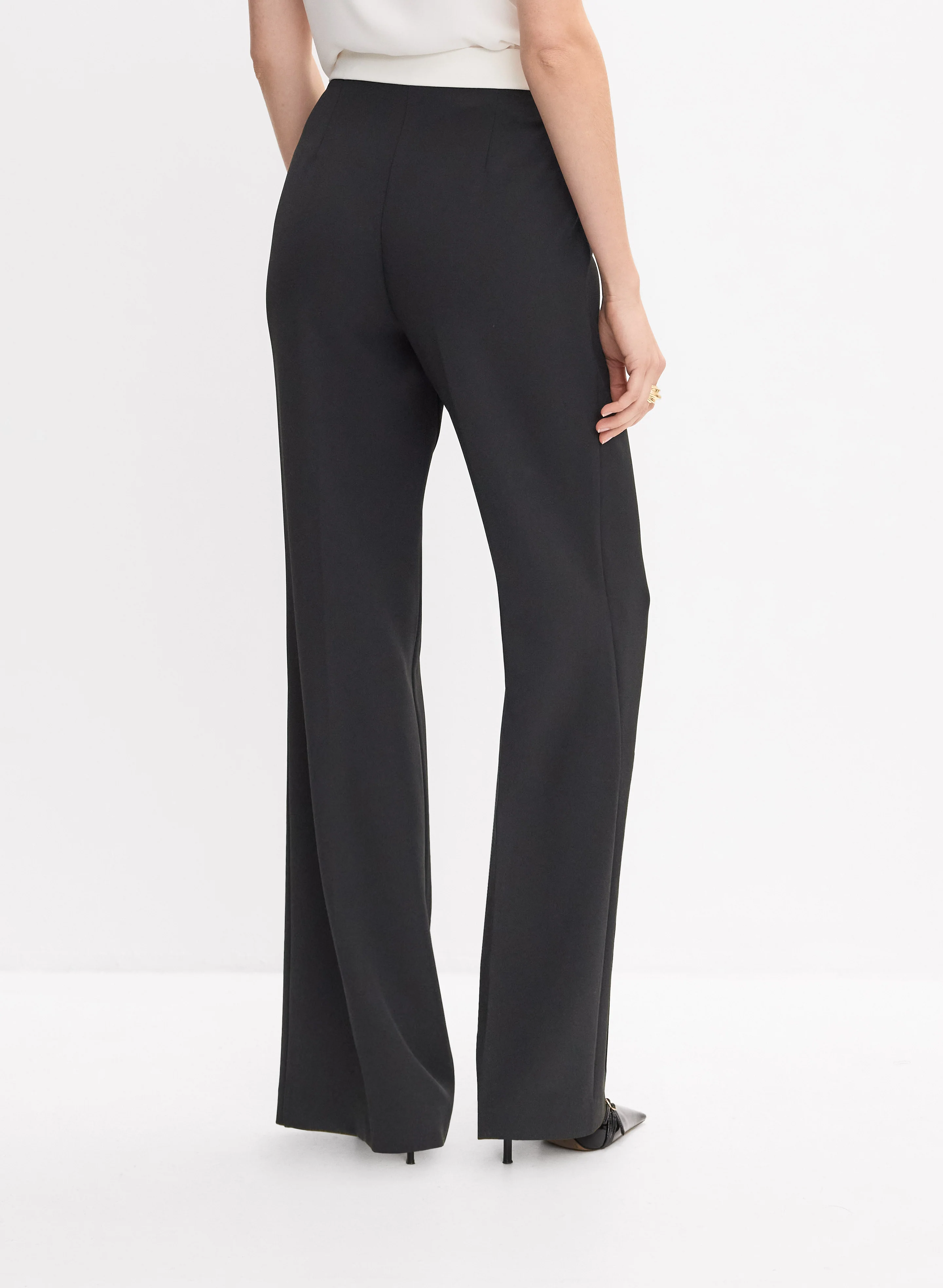 Contrast Detail Flare-Leg Pants - Image 2
