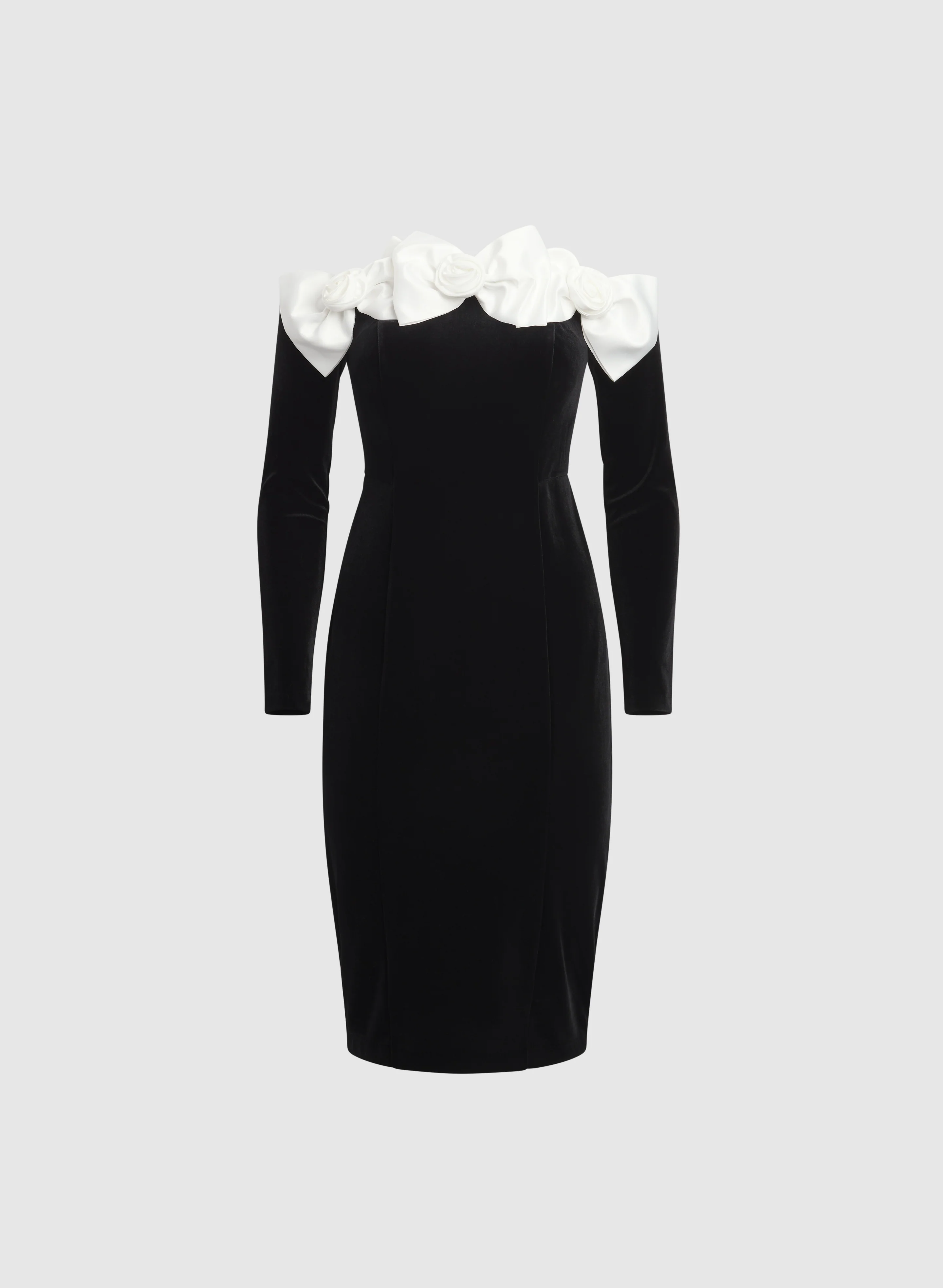Contrast Rosette Velvet Dress - Image 5