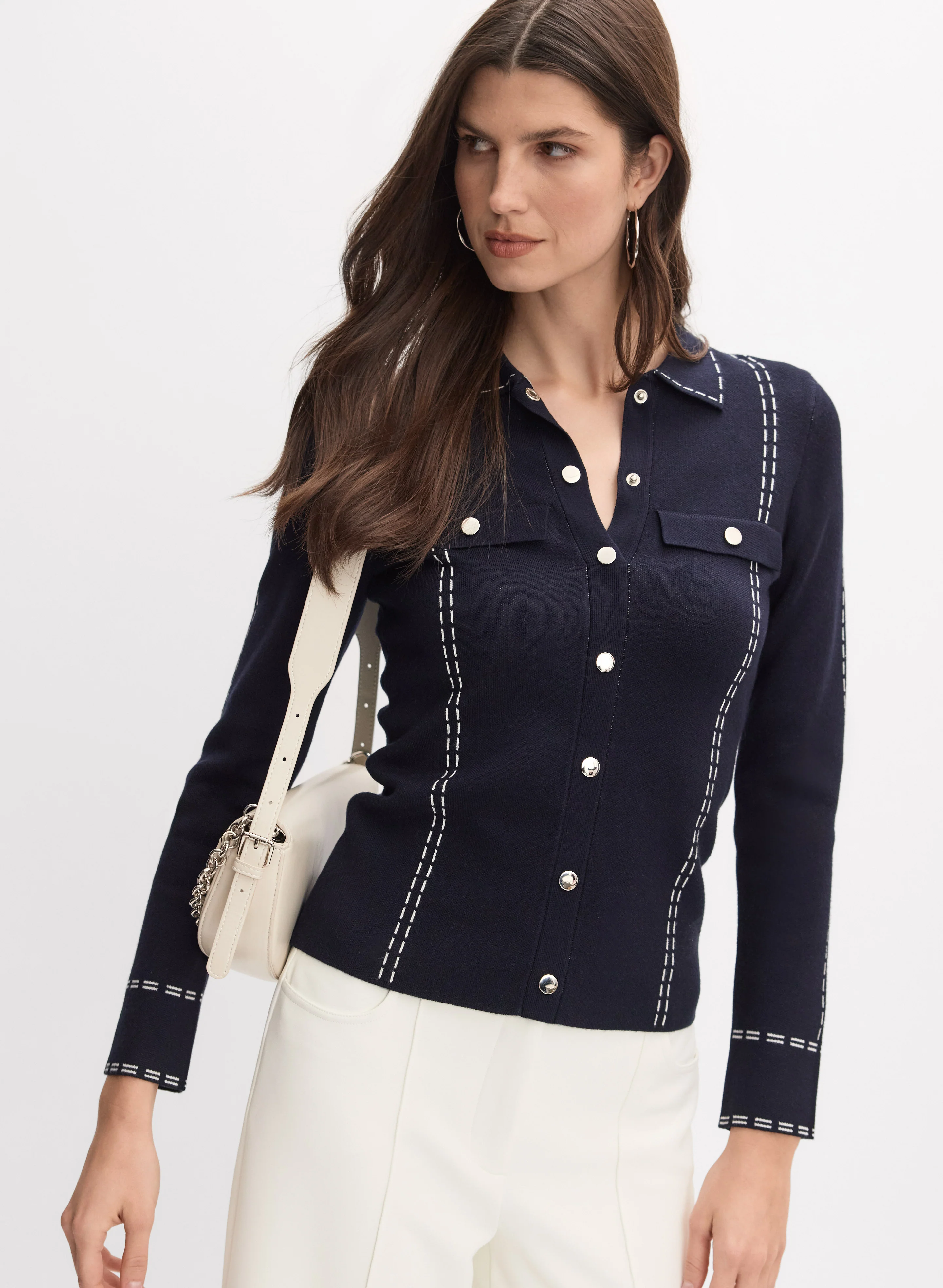 Contrast Stitch Polo Sweater