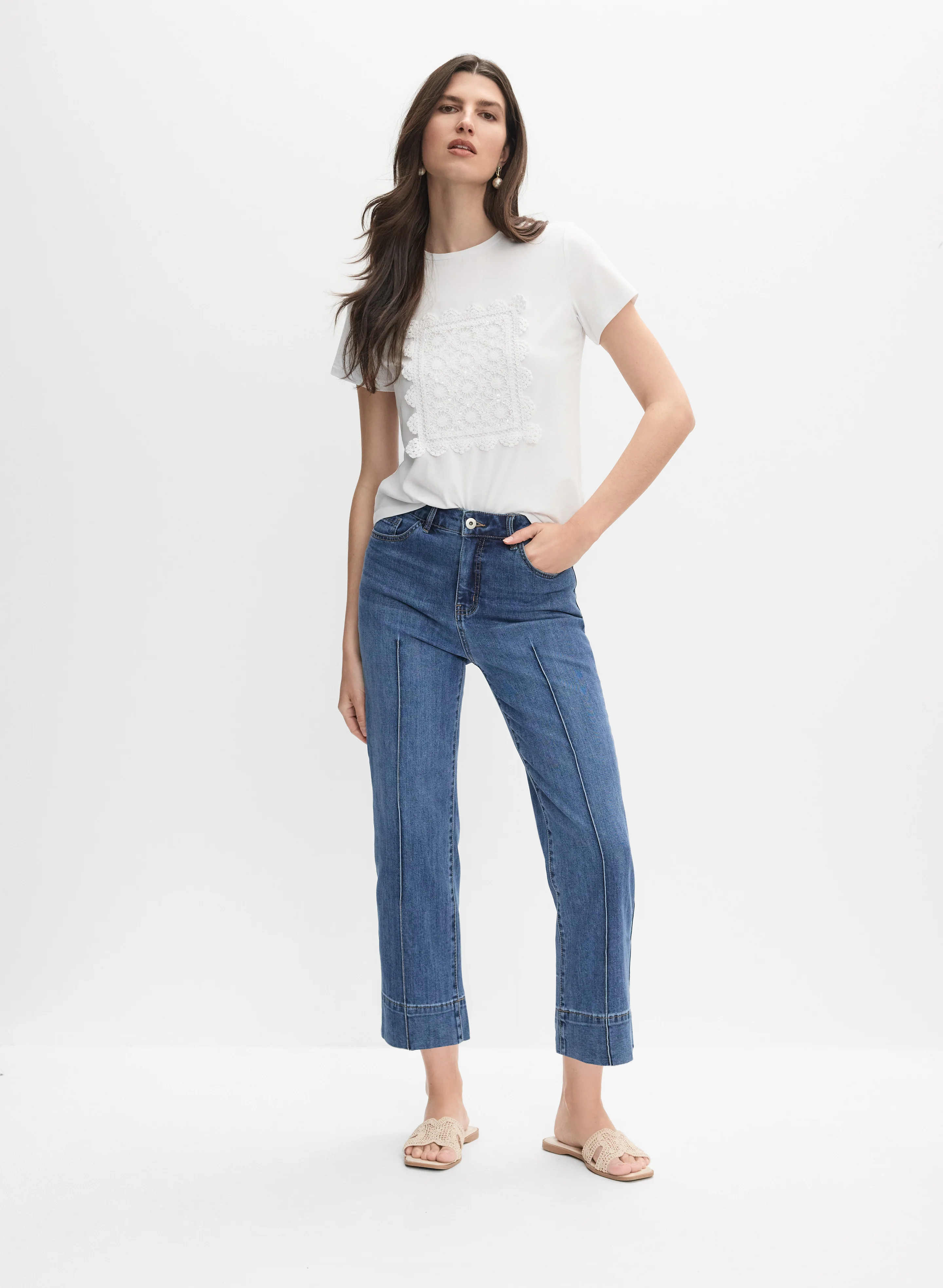 Cotton Crochet Applique T-Shirt - Image 3