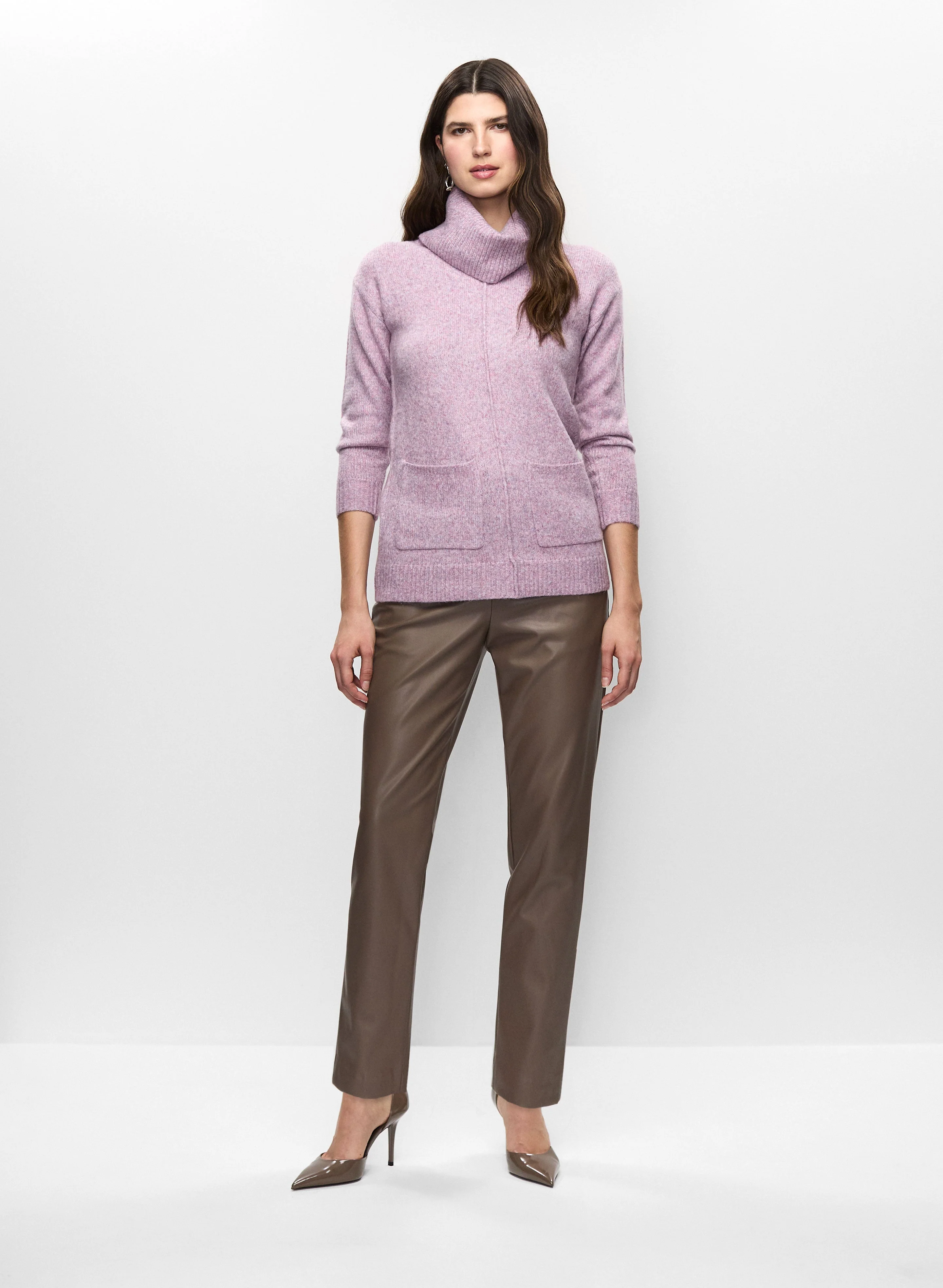 Cowl Neck Sweater & Vegan Leather Pants
