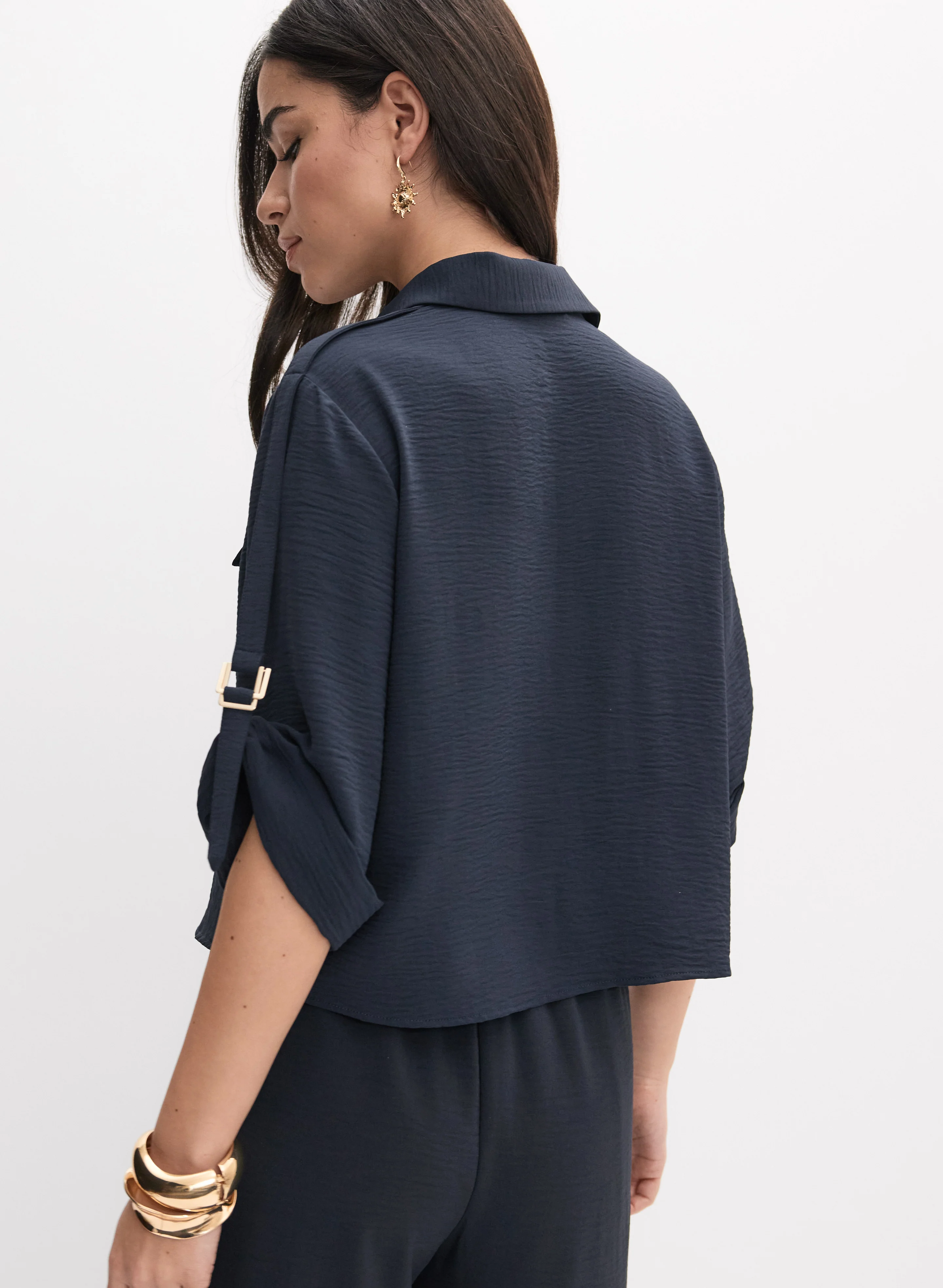 Crinkle Button-Down Blouse - Image 4