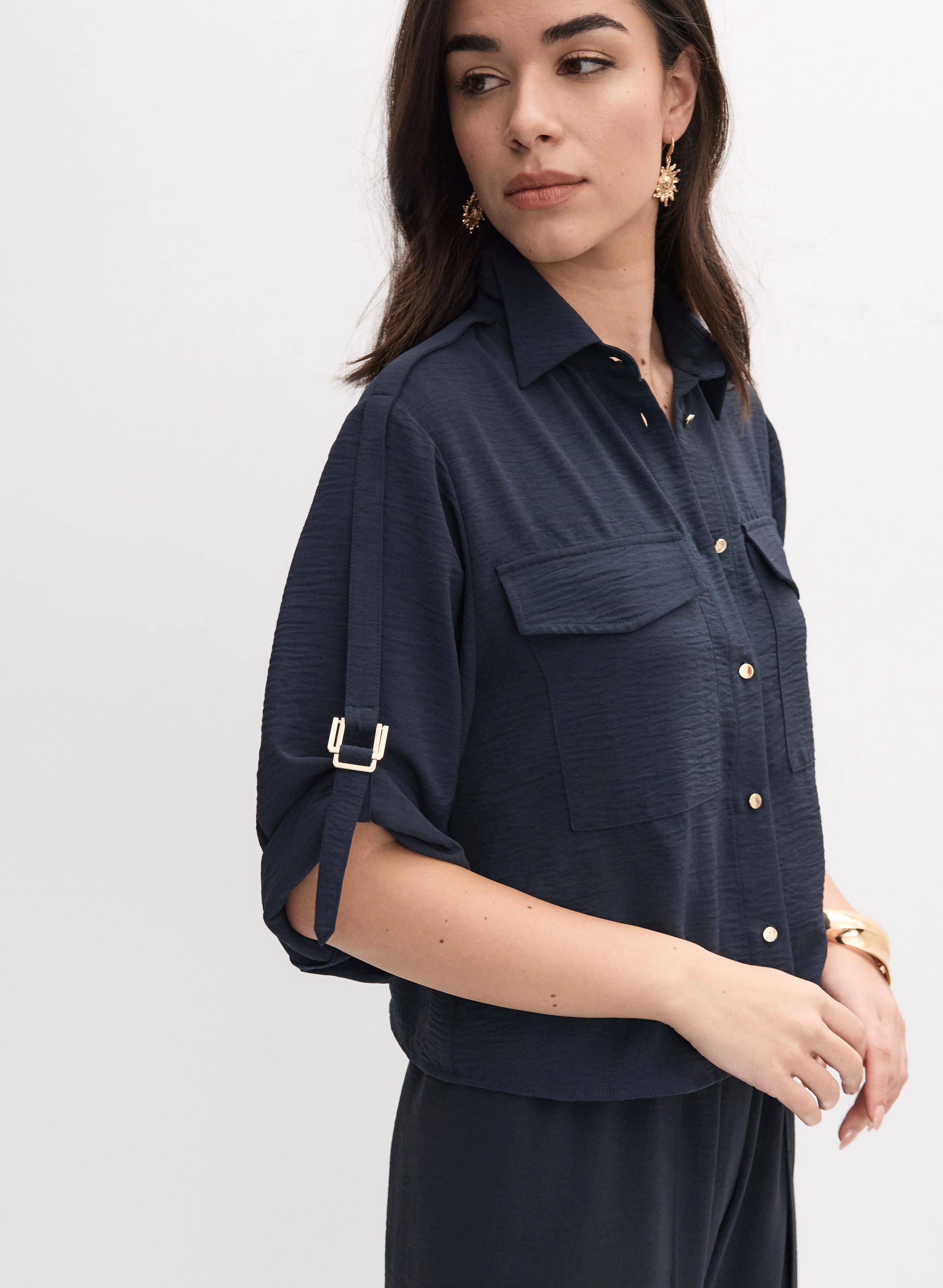Crinkle Button-Down Blouse - Image 5