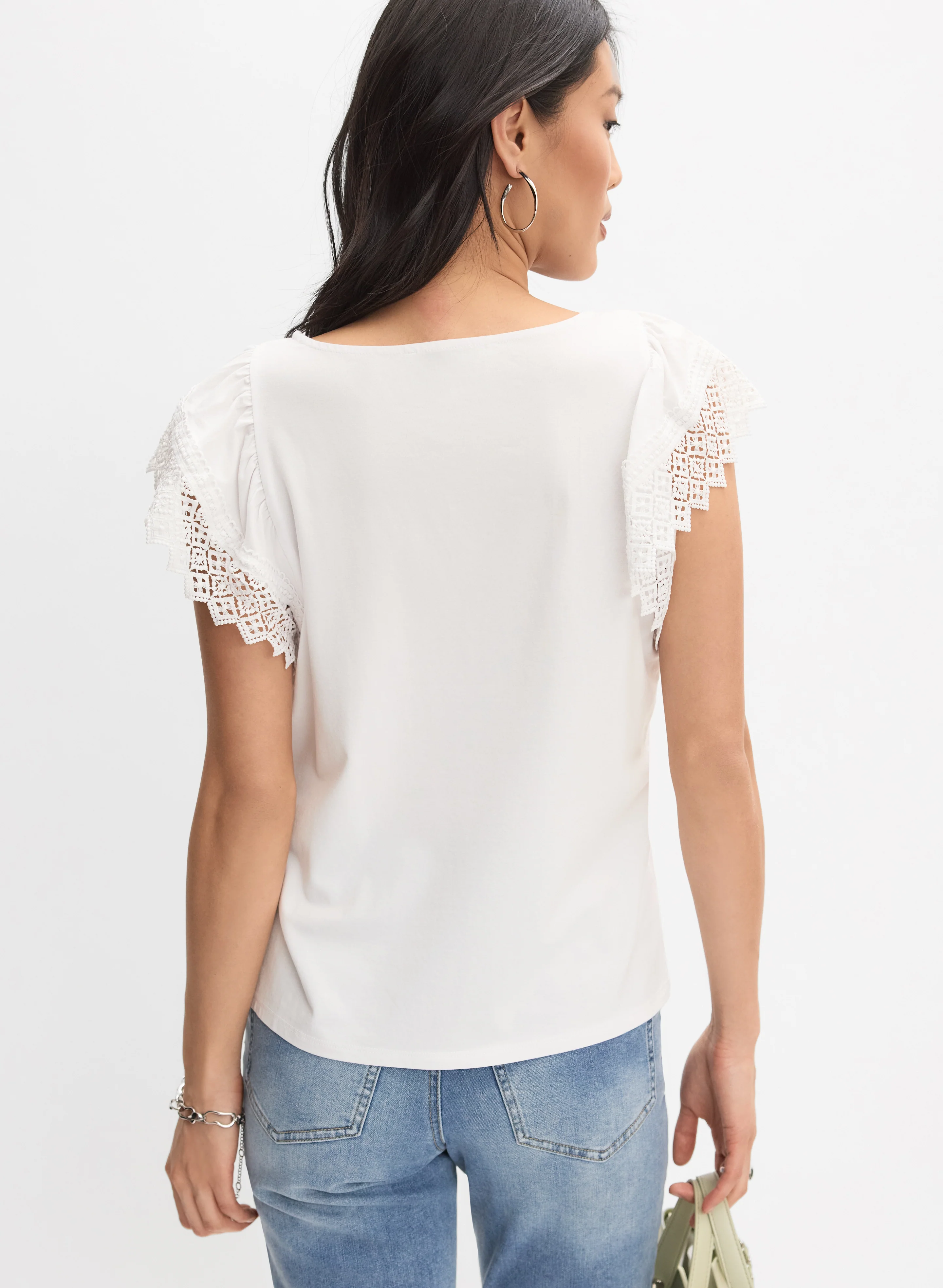 Crochet Flutter Sleeve Top - Image 4