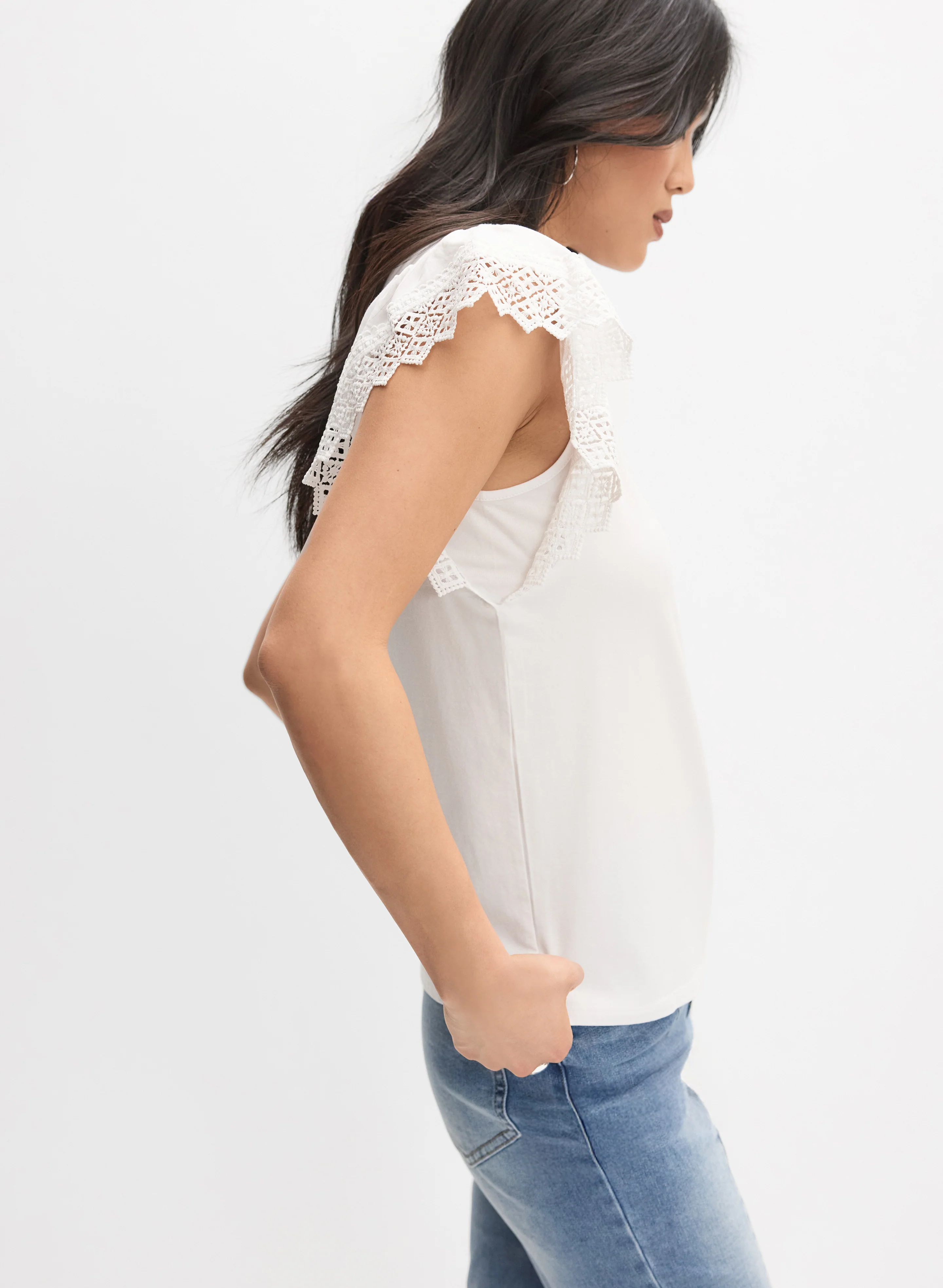 Crochet Flutter Sleeve Top - Image 5