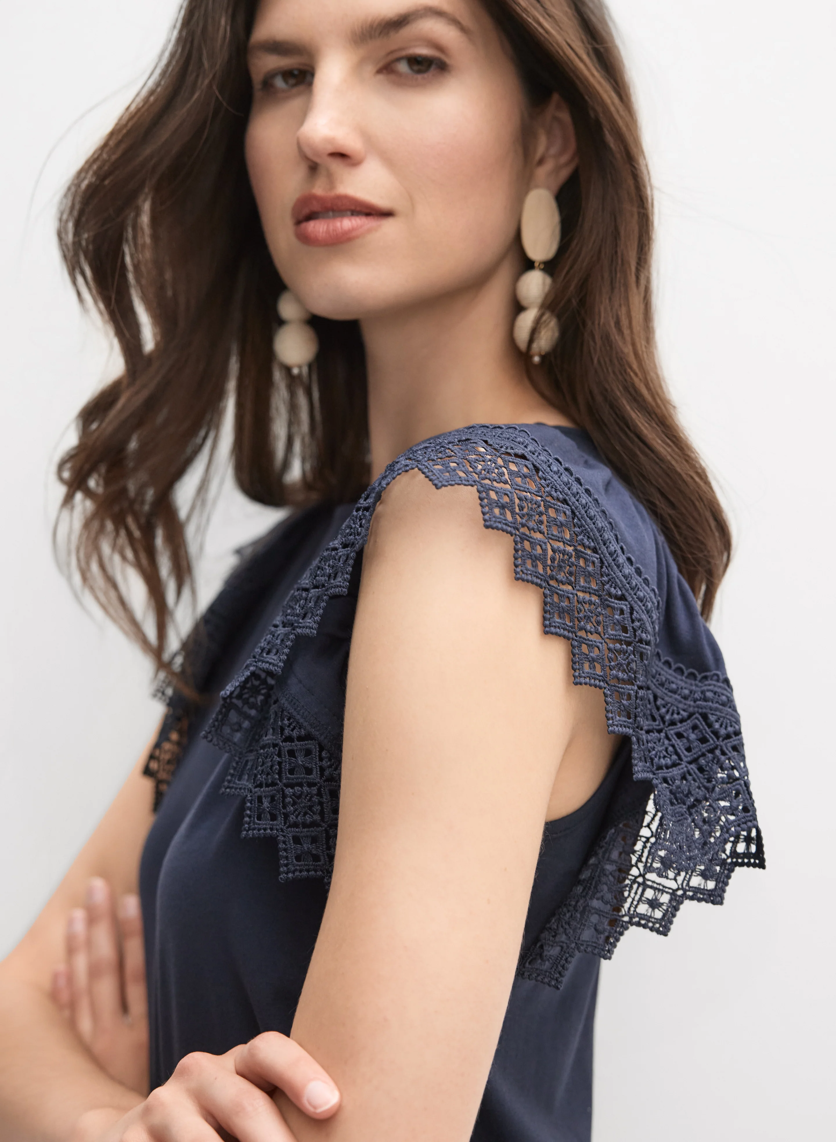 Crochet Flutter Sleeve Top - Image 2
