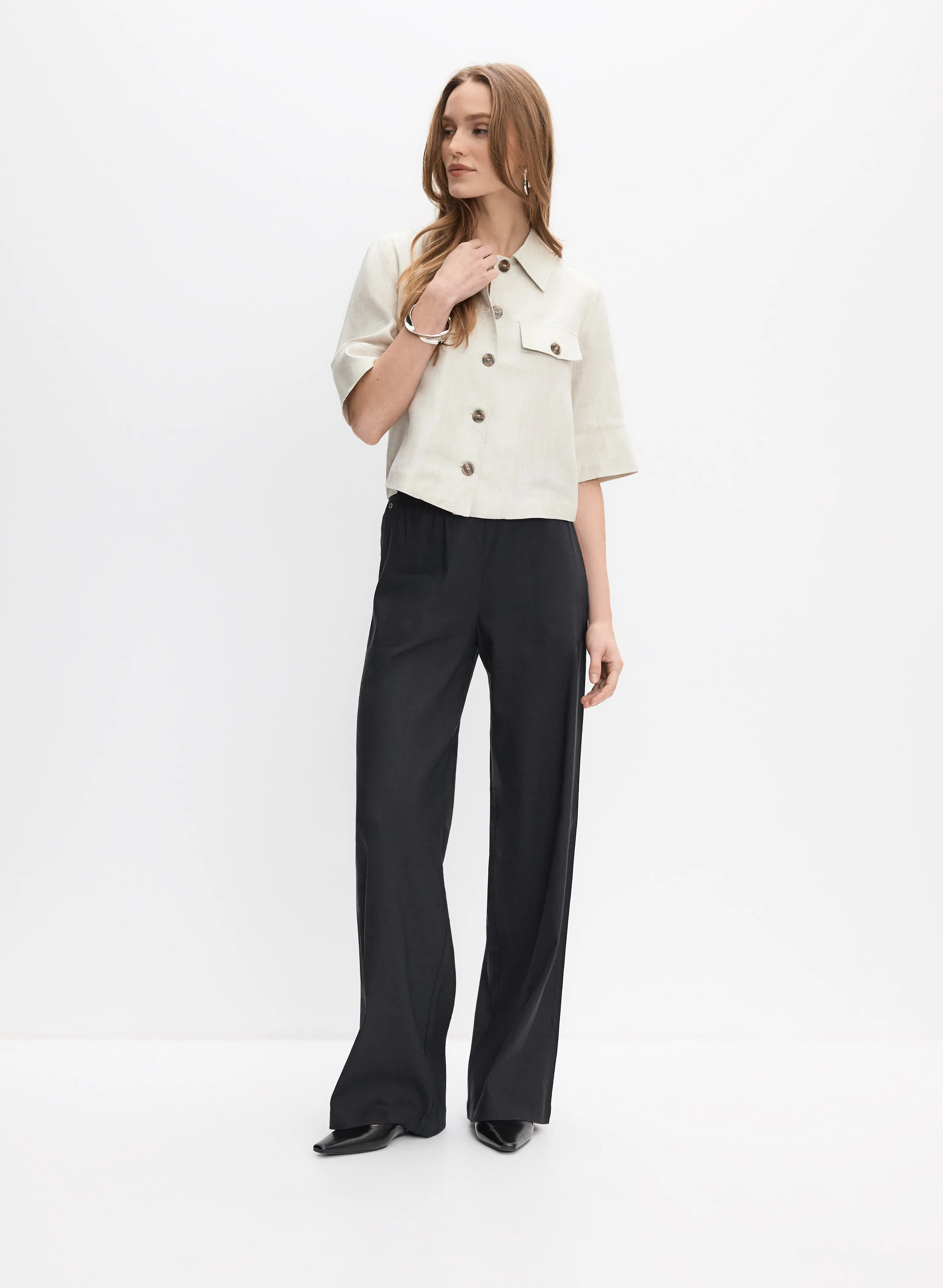 Cropped Button-Down Jacket - Image 3