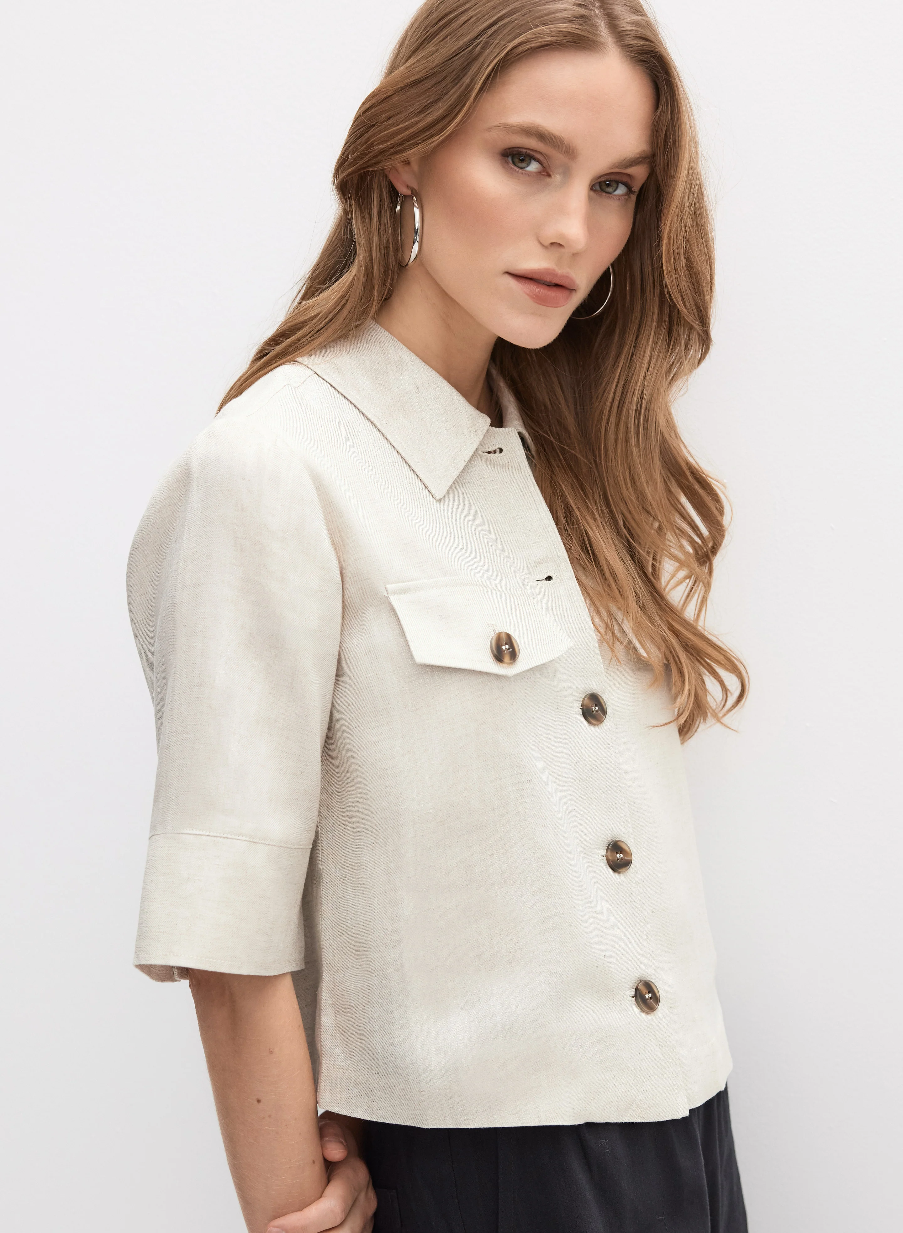 Cropped Button-Down Jacket - Image 5