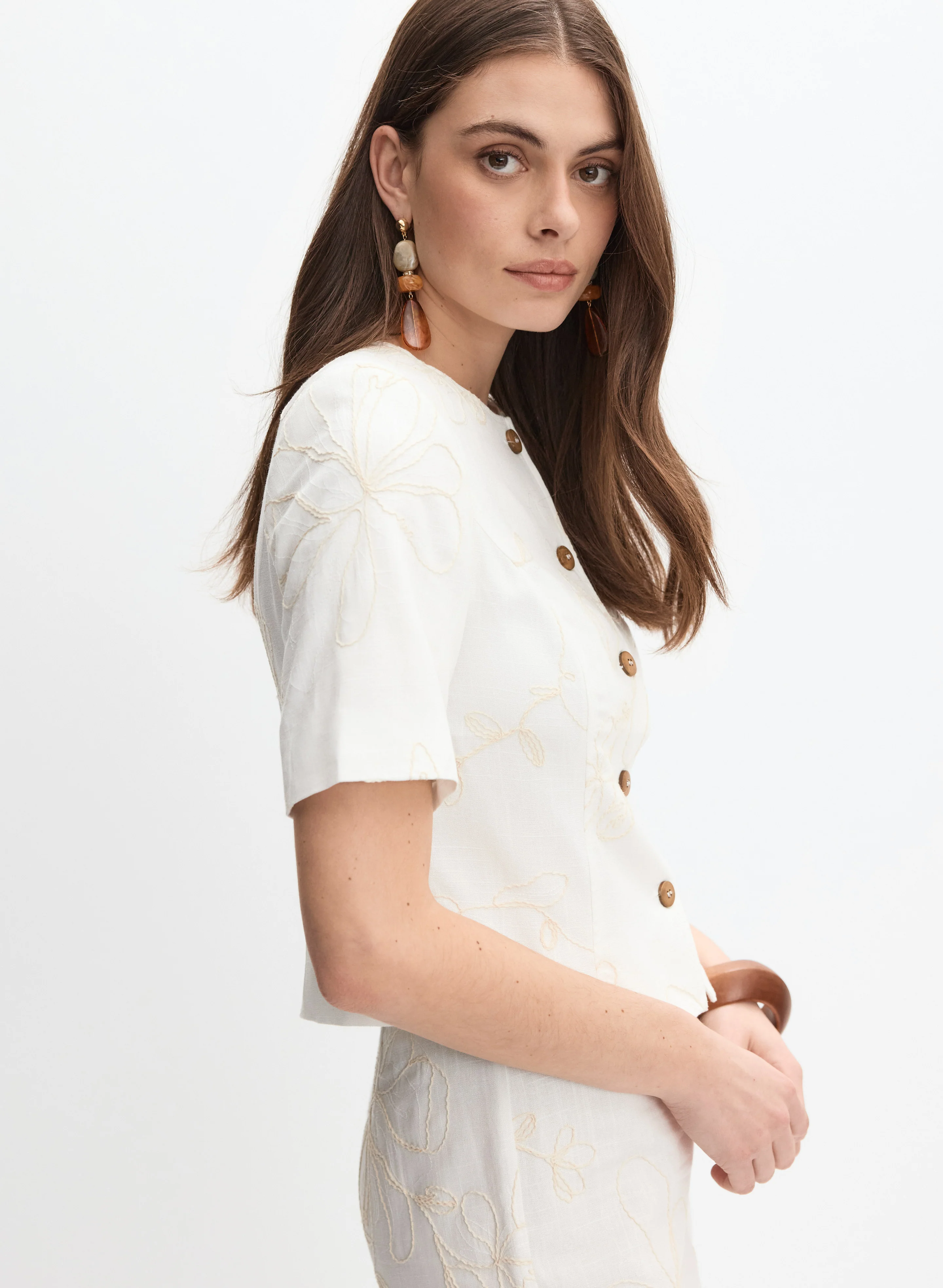 Cropped Floral Embroidered Jacket - Image 5
