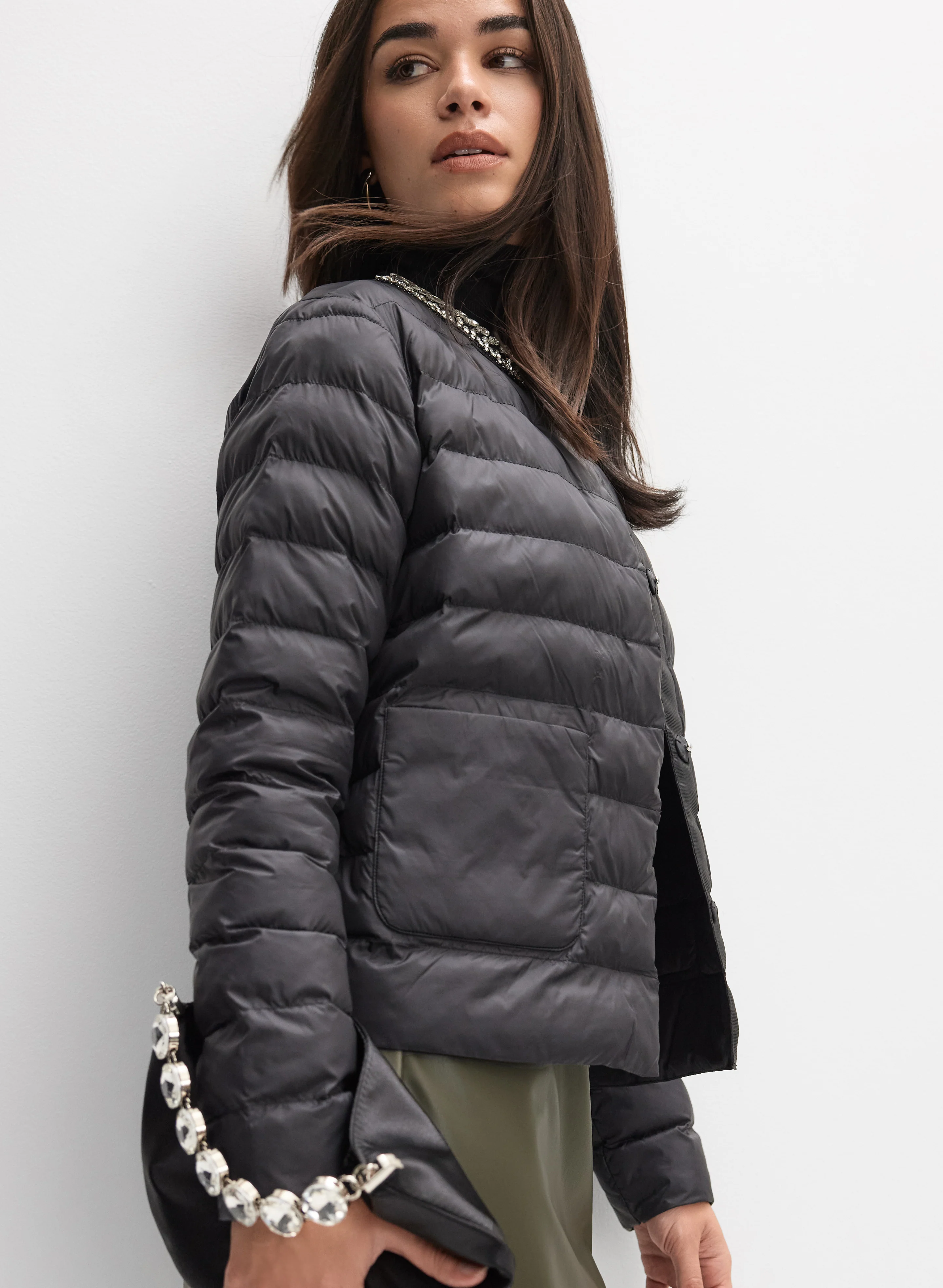 Cropped Quilted Jacket - Image 7