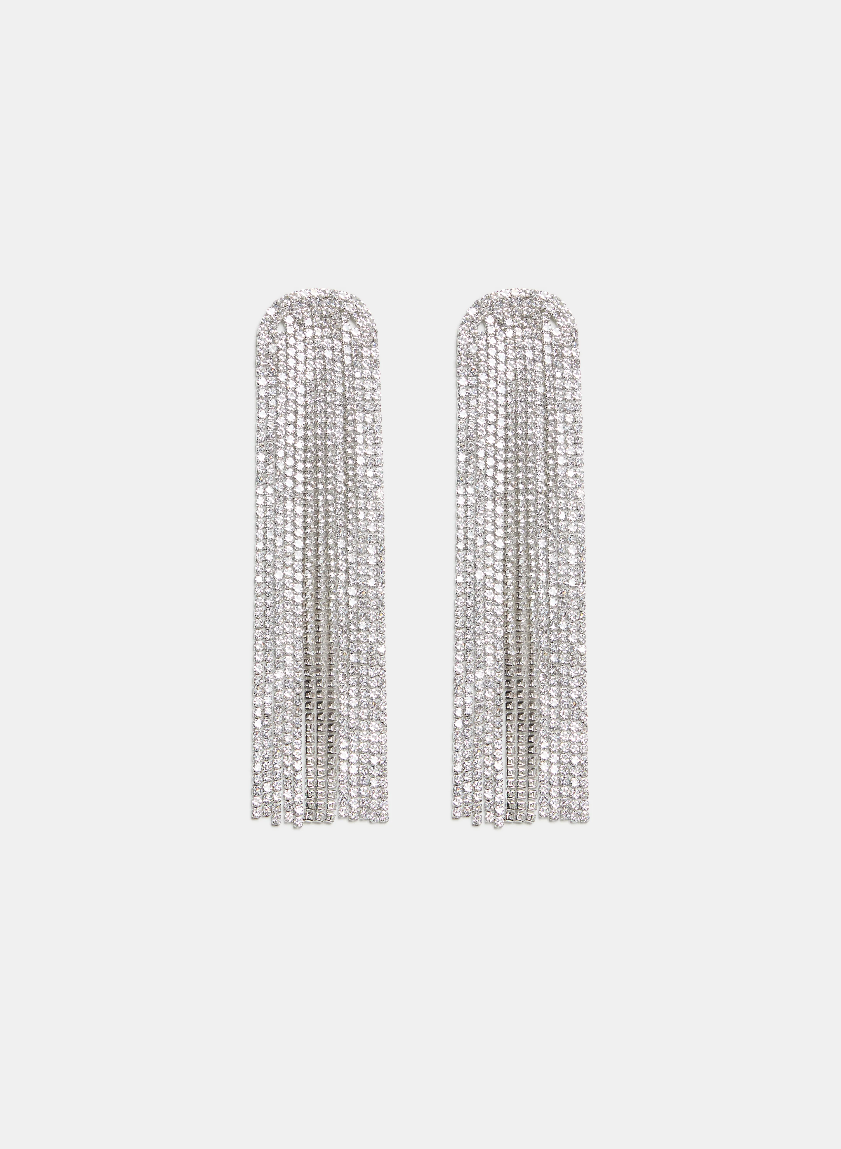 Cubic Zirconia Half Moon Cascade Earrings