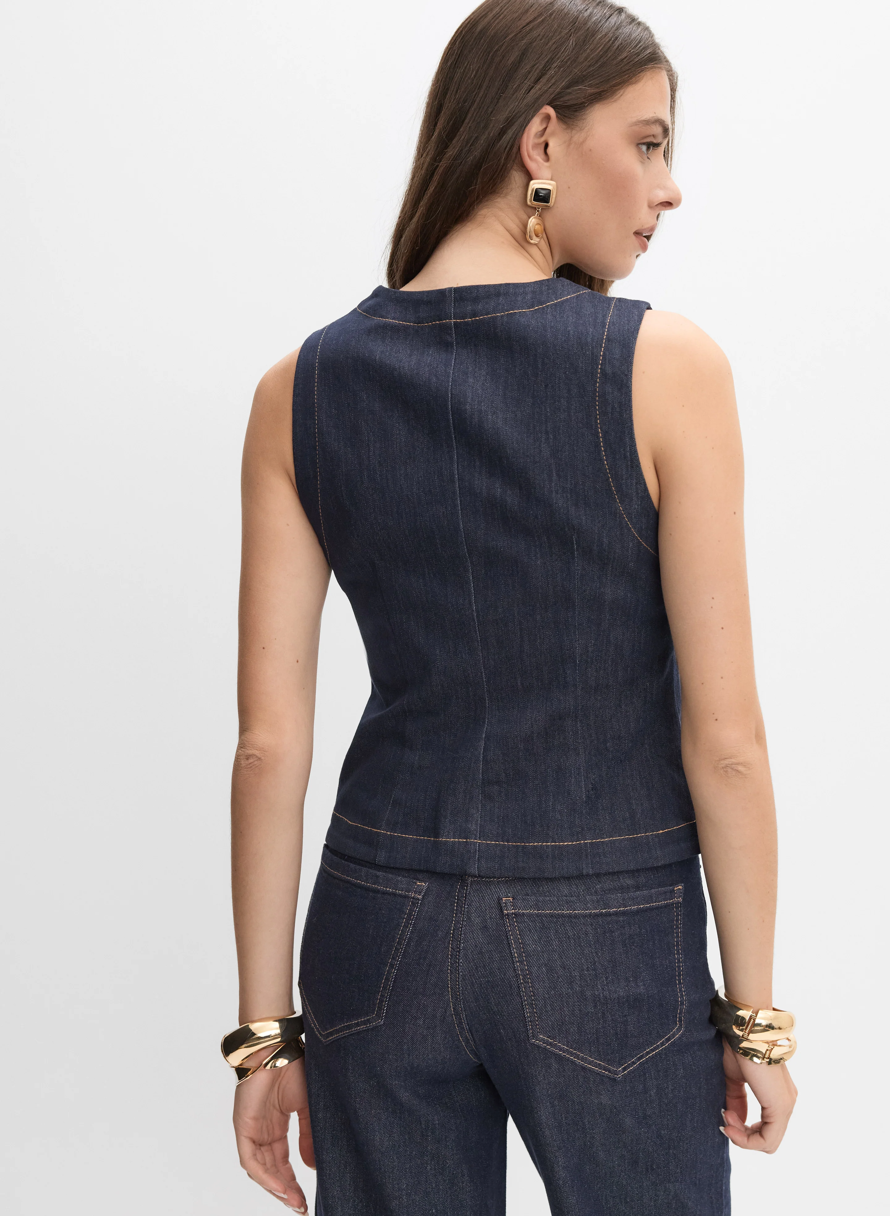 Denim Button-Down Vest - Image 4