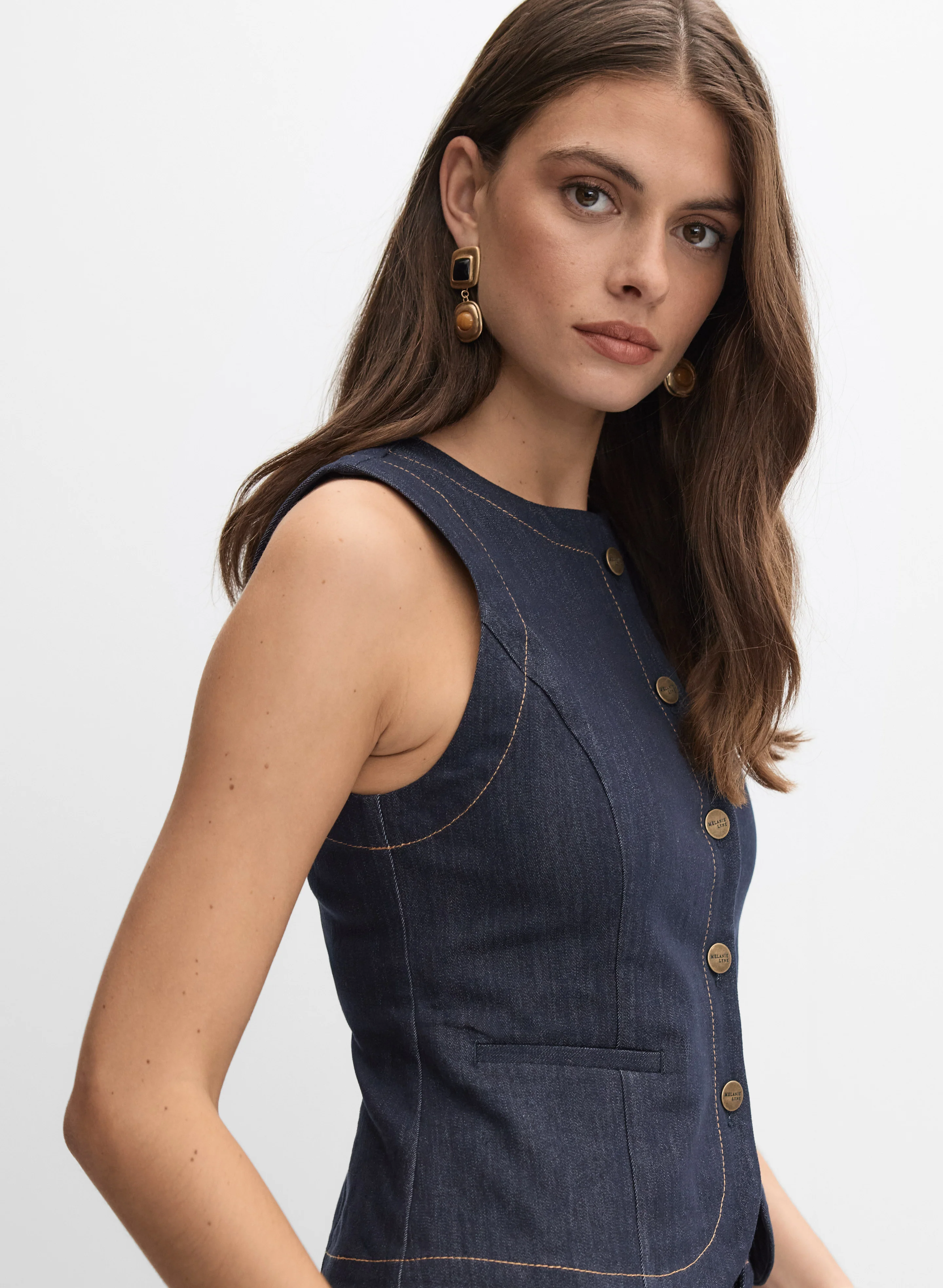 Denim Button-Down Vest - Image 5