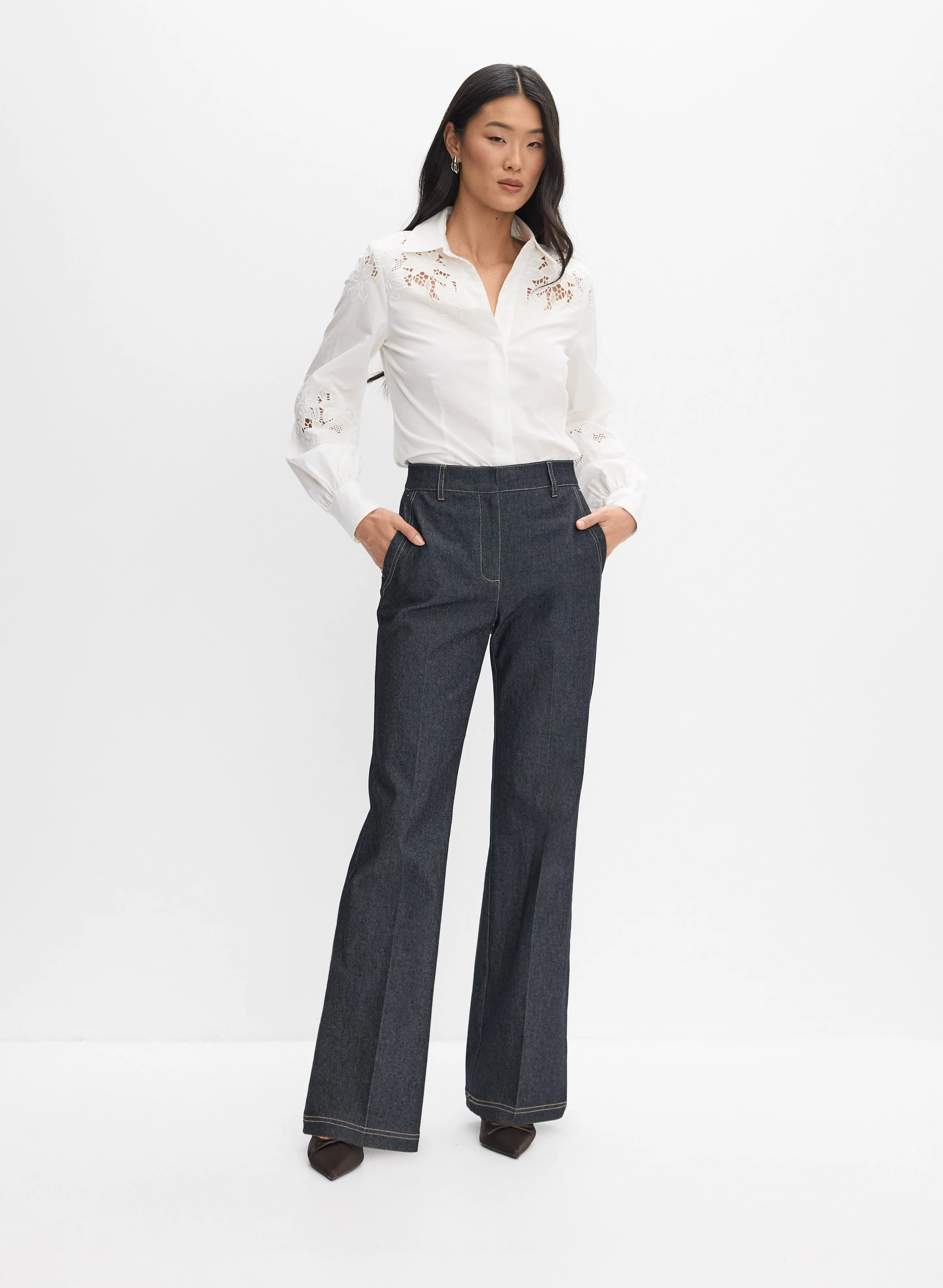 Denim Flare-Leg Trousers - Image 3