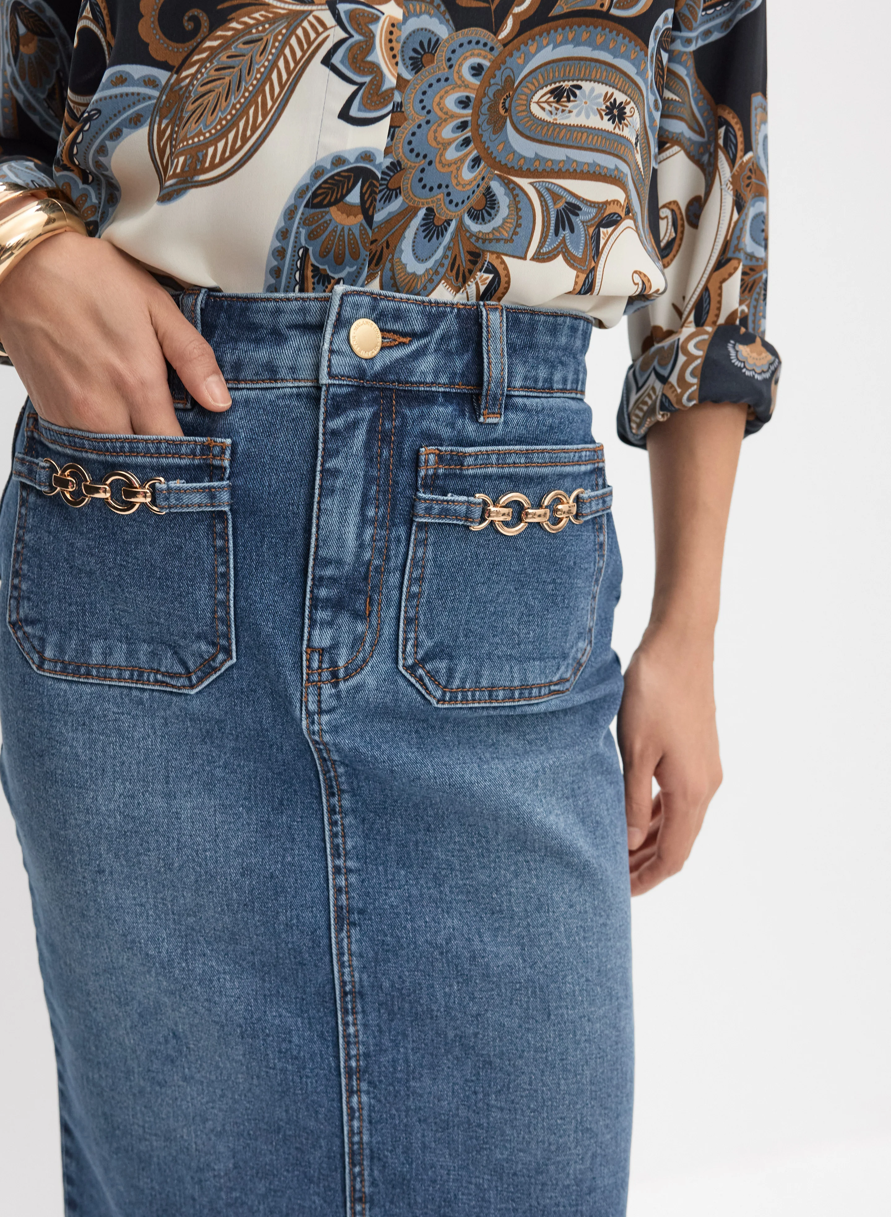 Denim Midi Skirt - Image 4