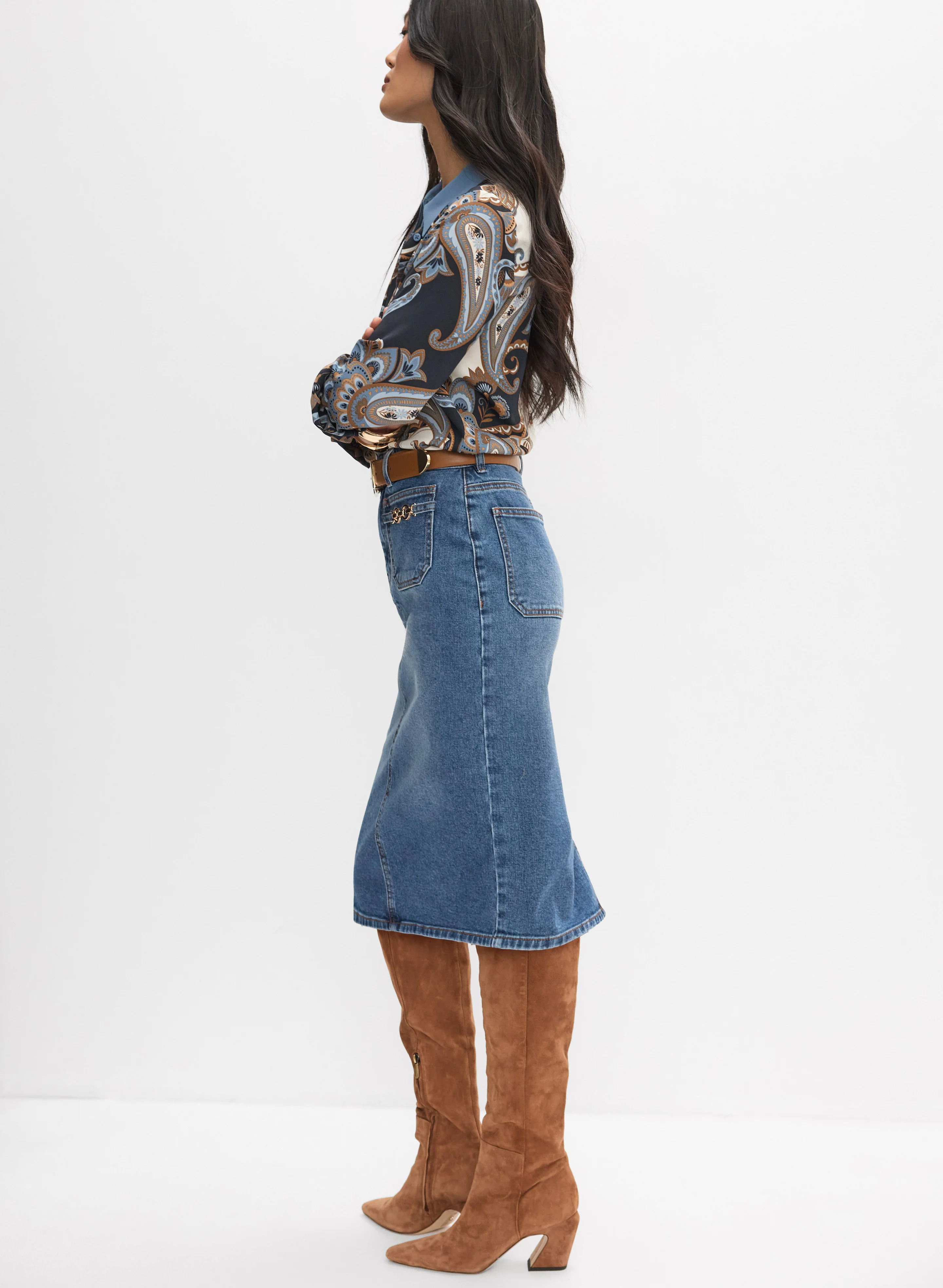 Denim Midi Skirt - Image 5