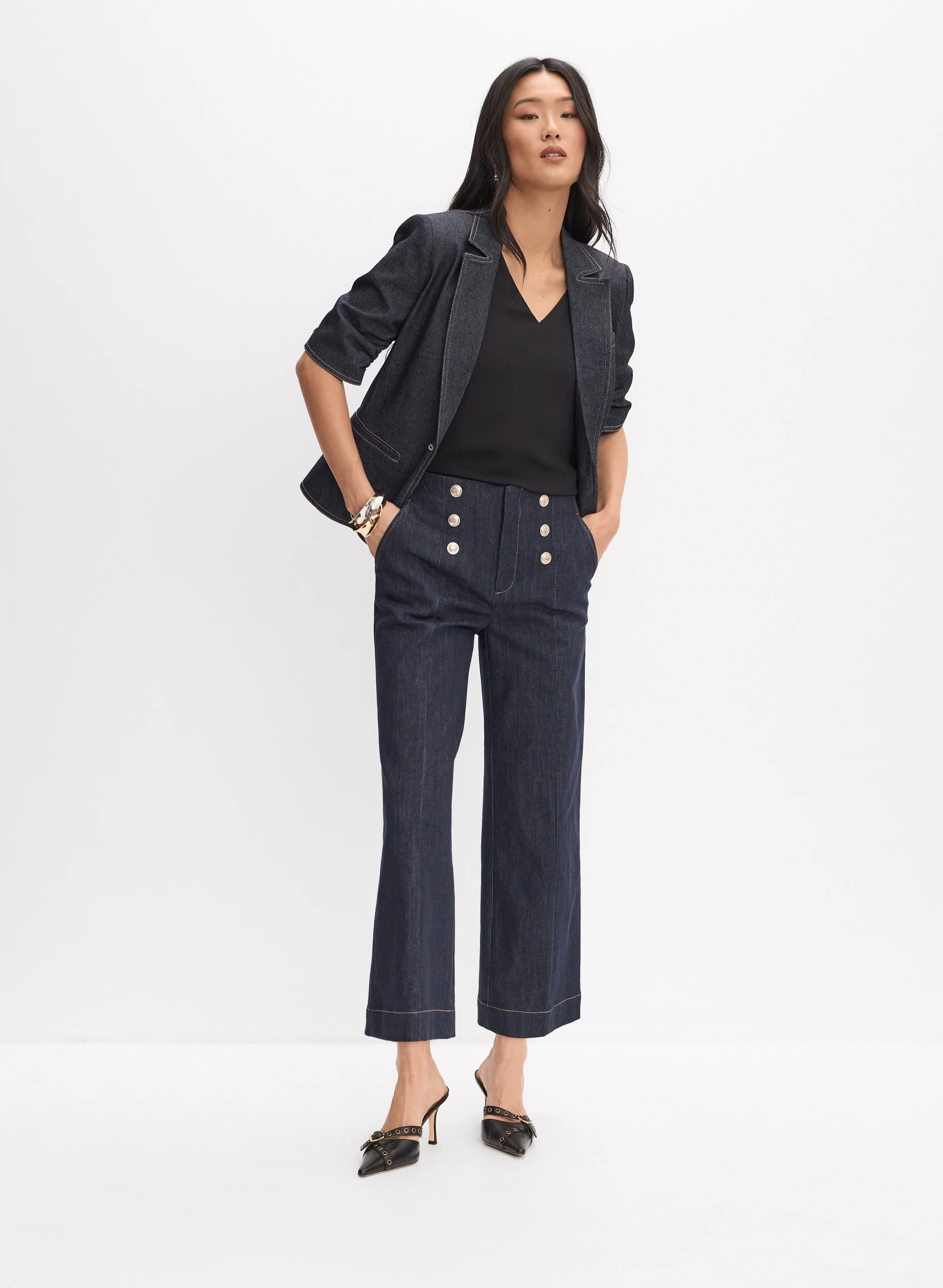 Denim Short-Sleeve Blazer - Image 3