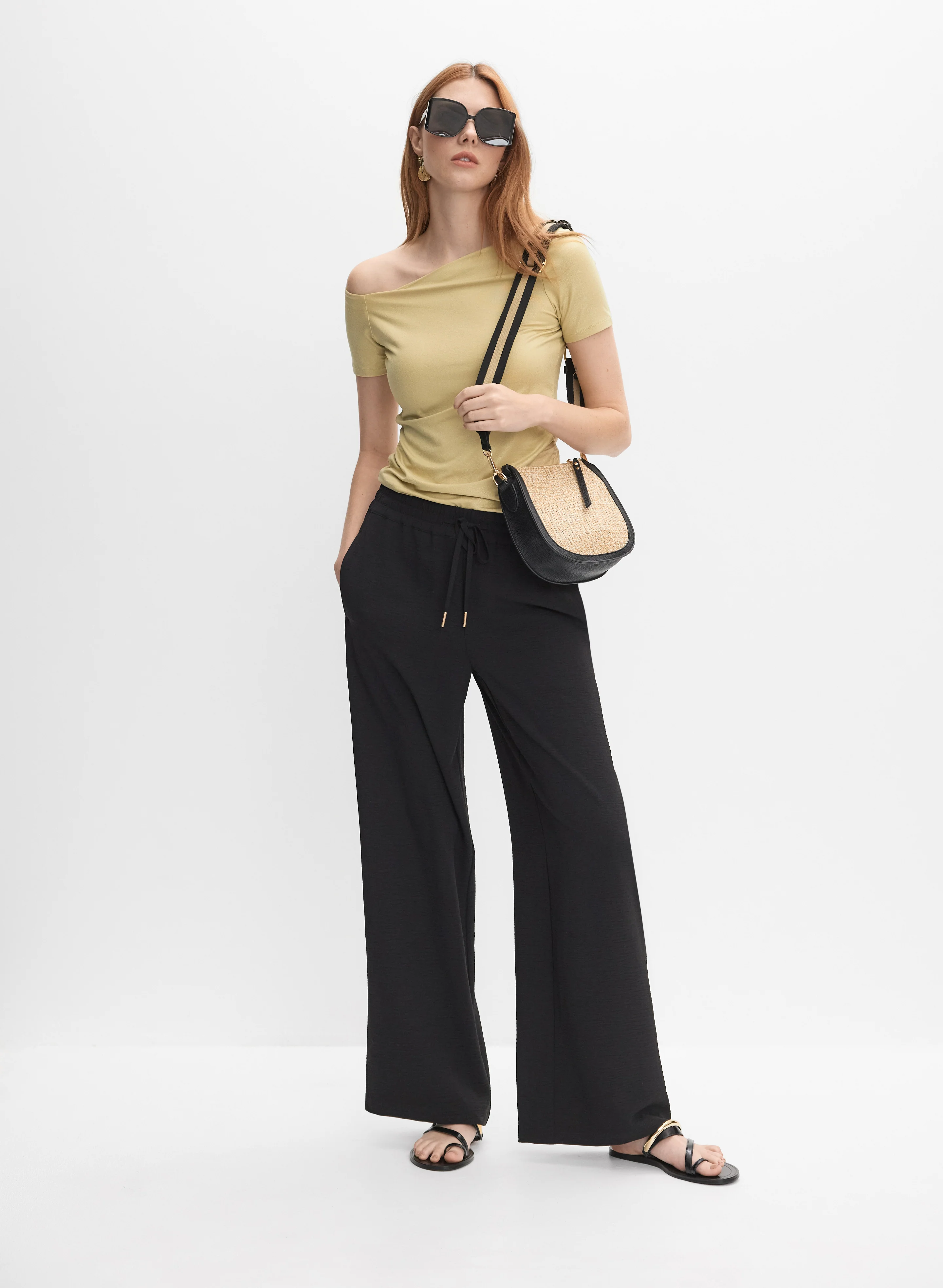 Drawstring Waist Wide-Leg Pants - Image 3