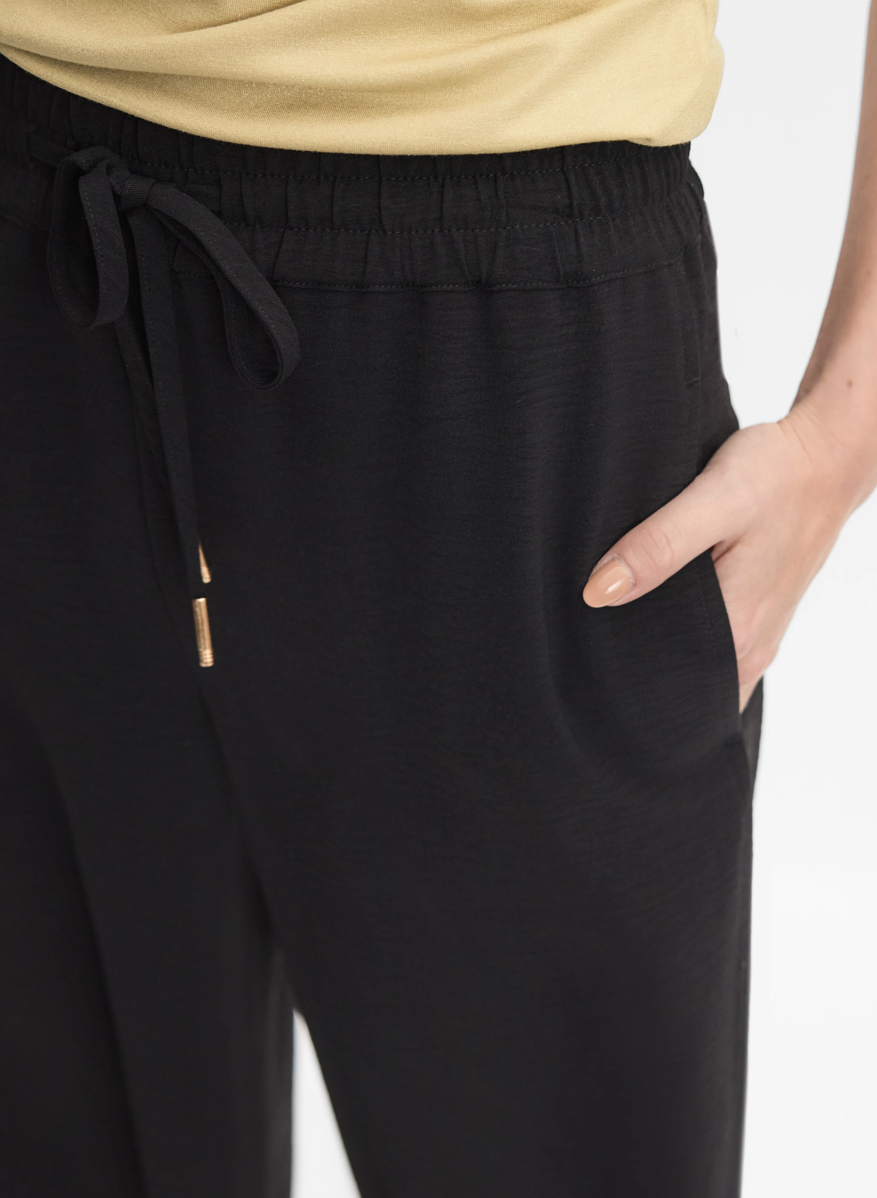 Drawstring Waist Wide-Leg Pants - Image 4