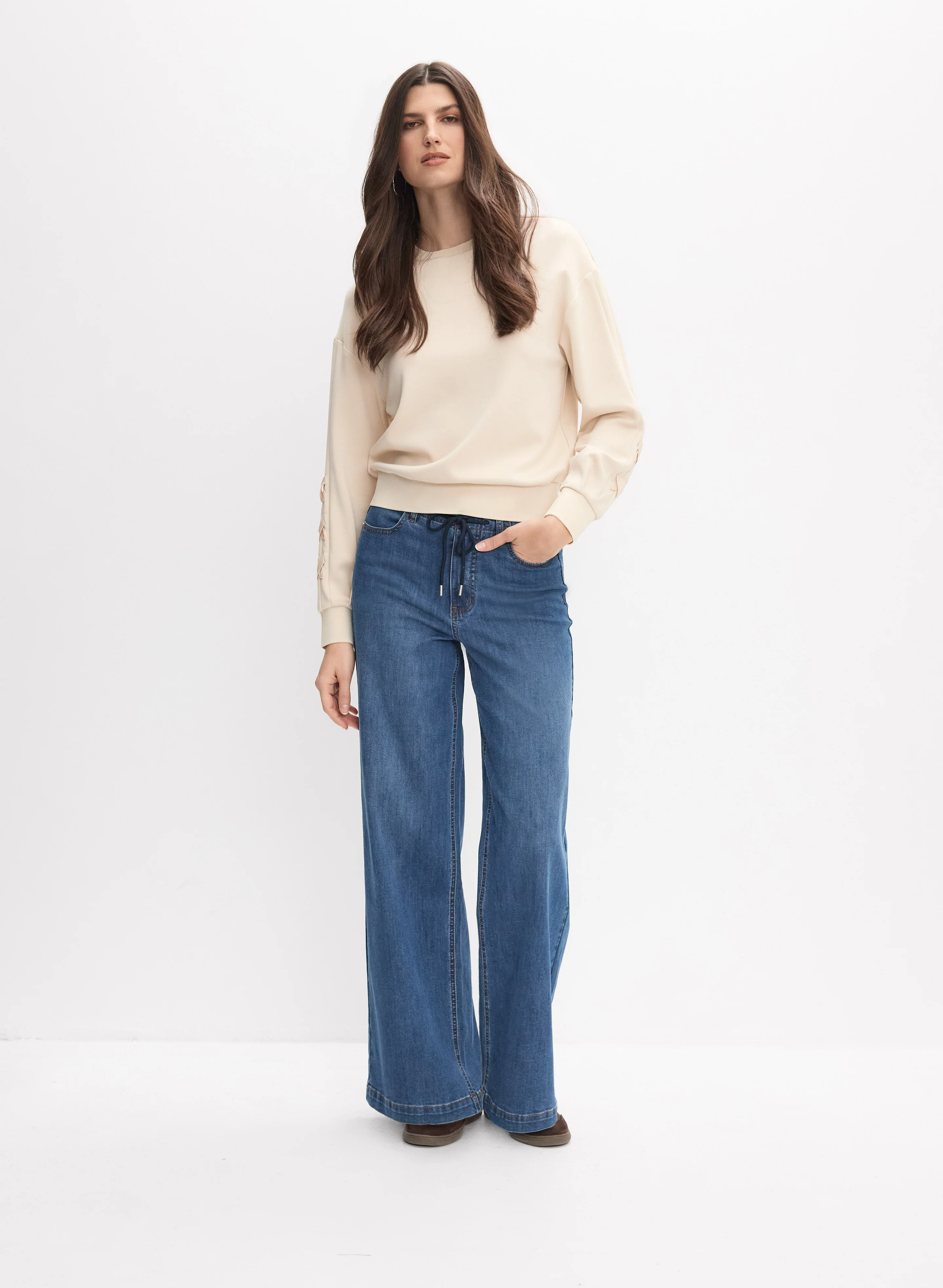 Drawstring Wide-Leg Jeans - Image 3