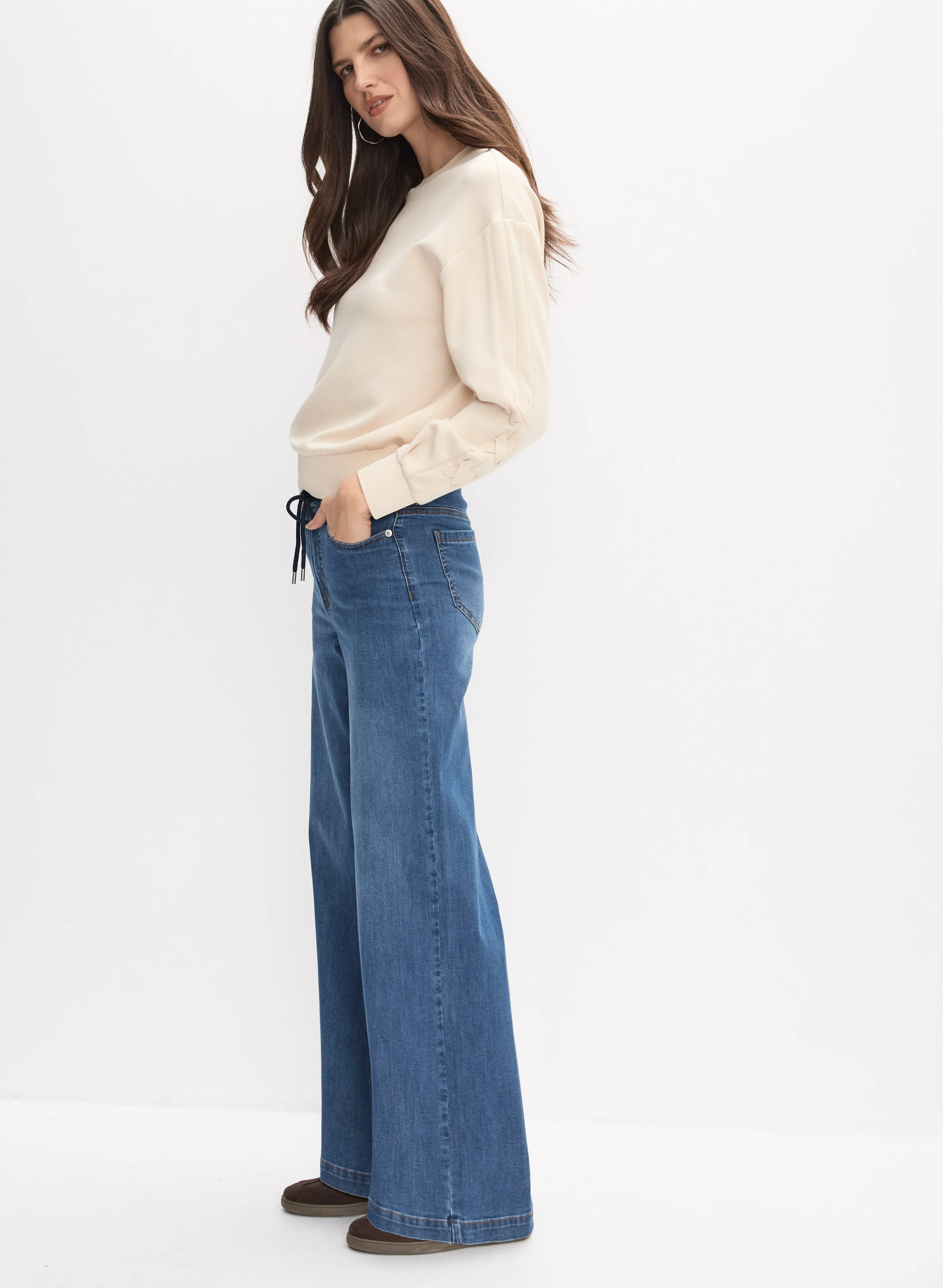 Drawstring Wide-Leg Jeans - Image 5