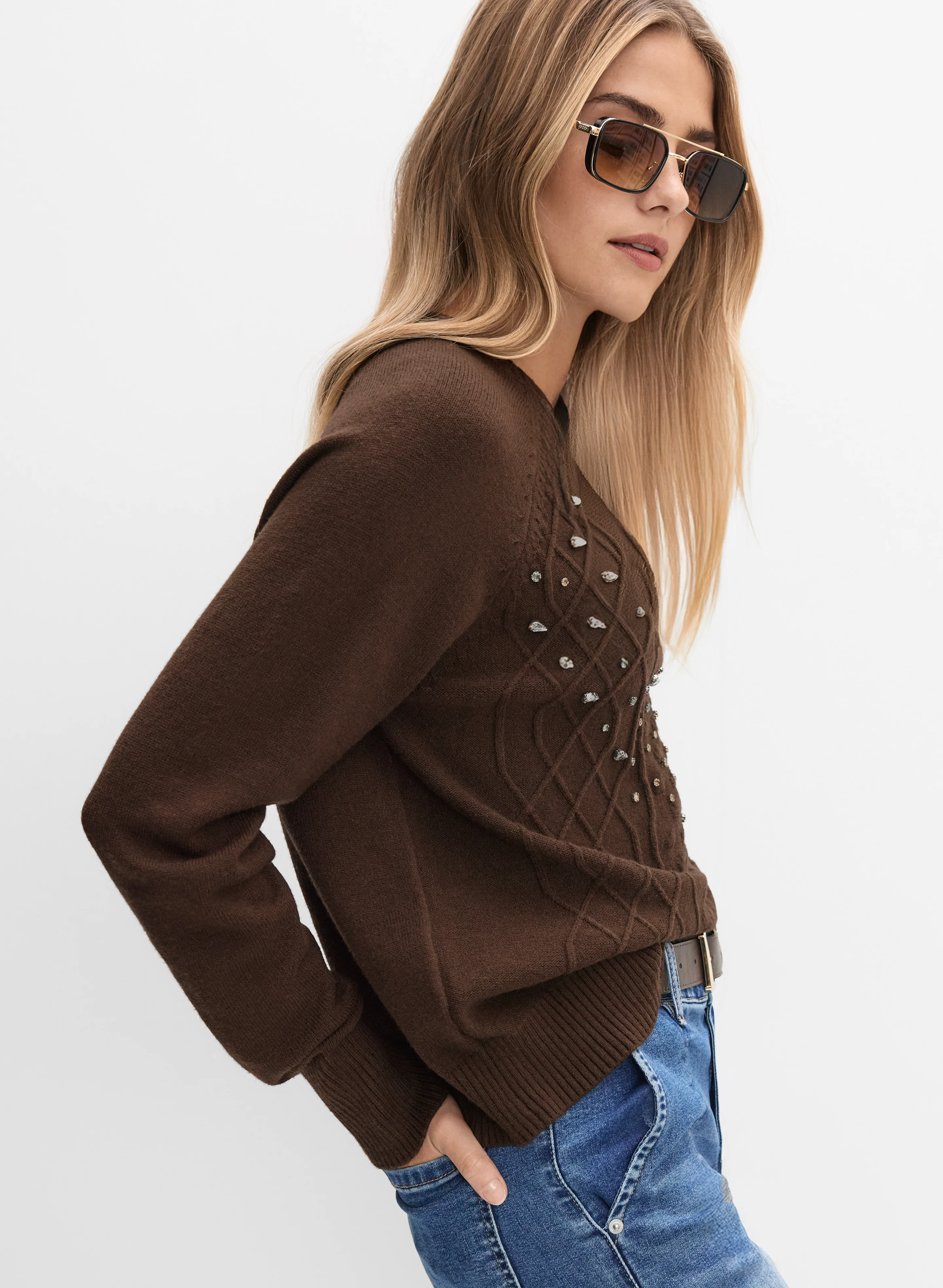 Embellished Cable Knit Sweater - Image 5