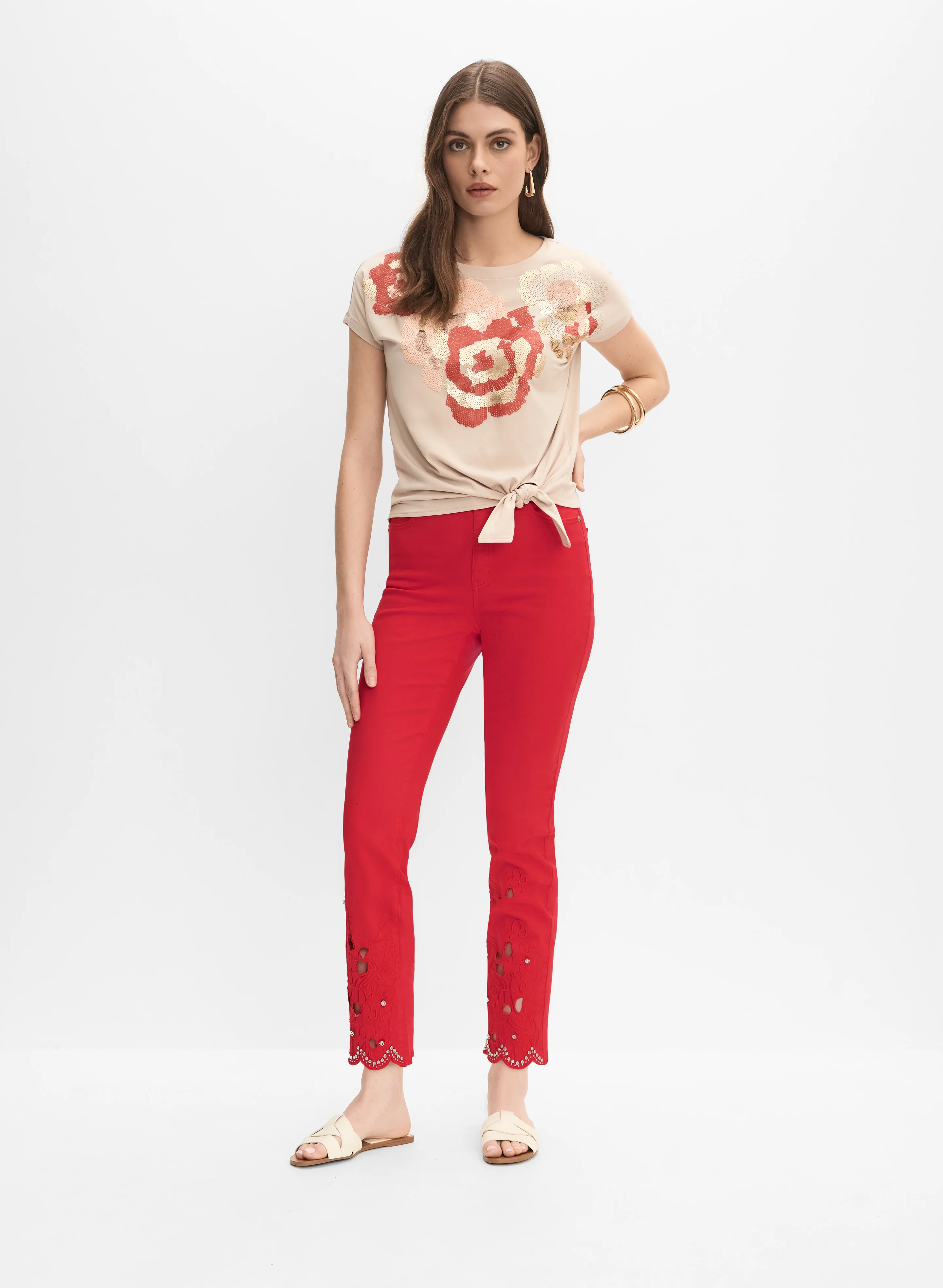 Embellished Cutout Hem Jeans - Image 3