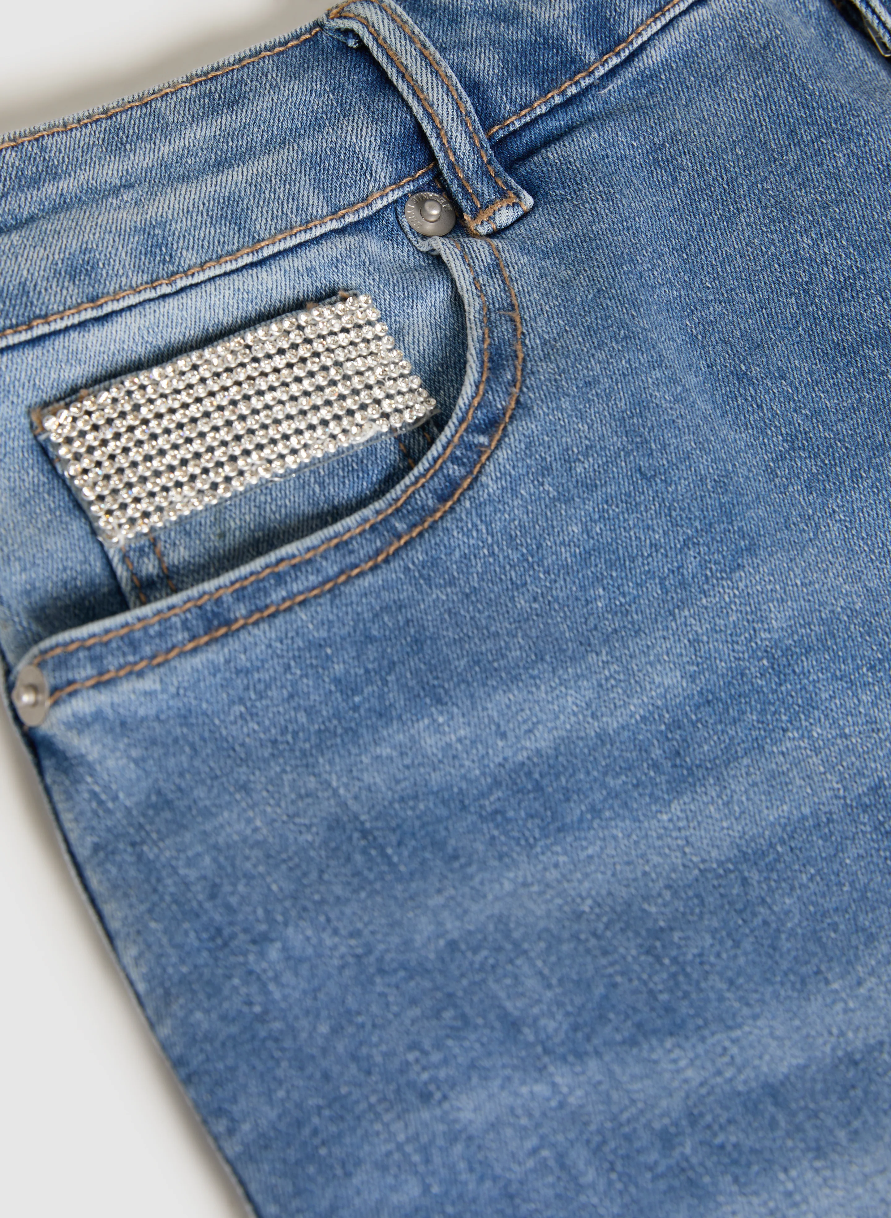 Embellished Denim Pencil Skirt - Image 7
