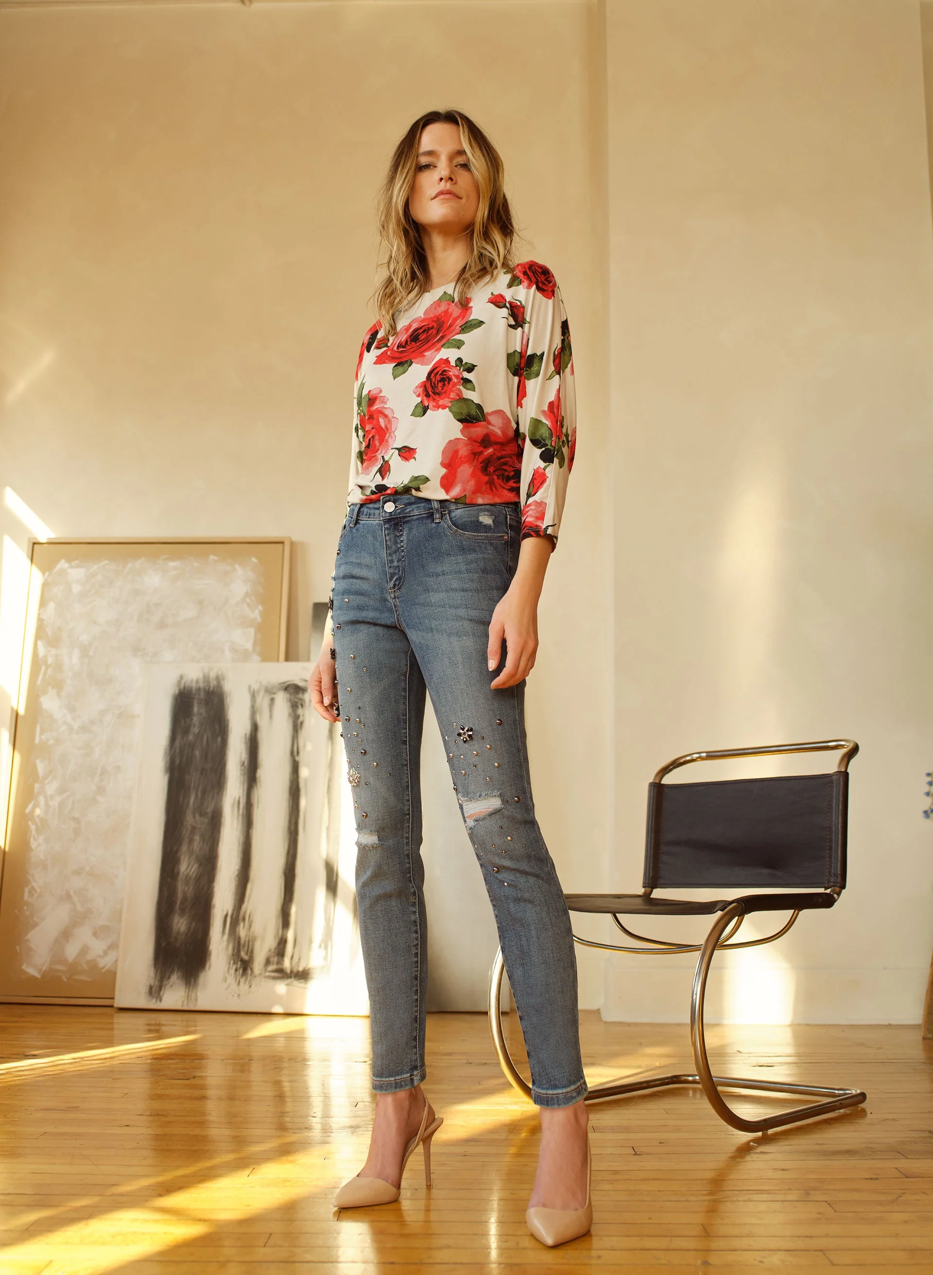 Embellished Slim Leg Jeans - Image 3