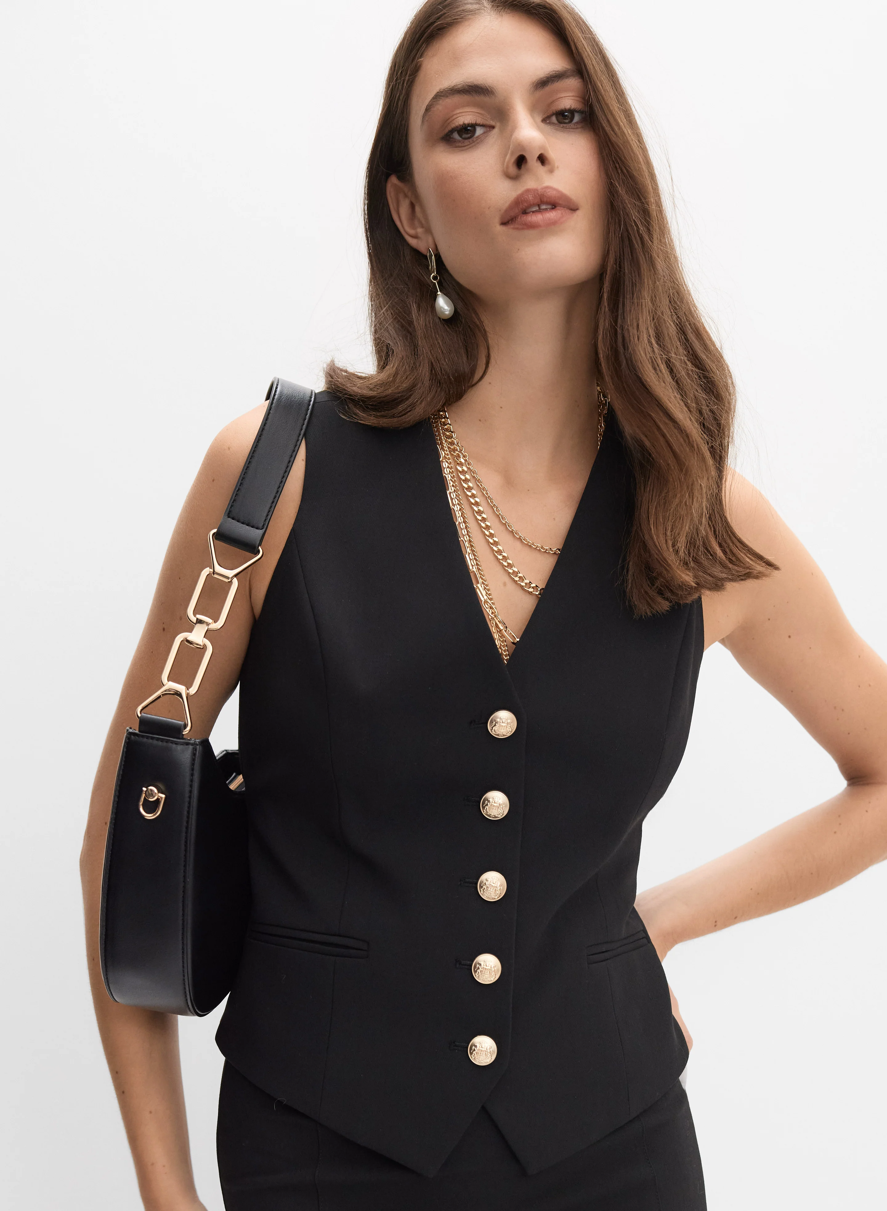 Embossed Button Vest