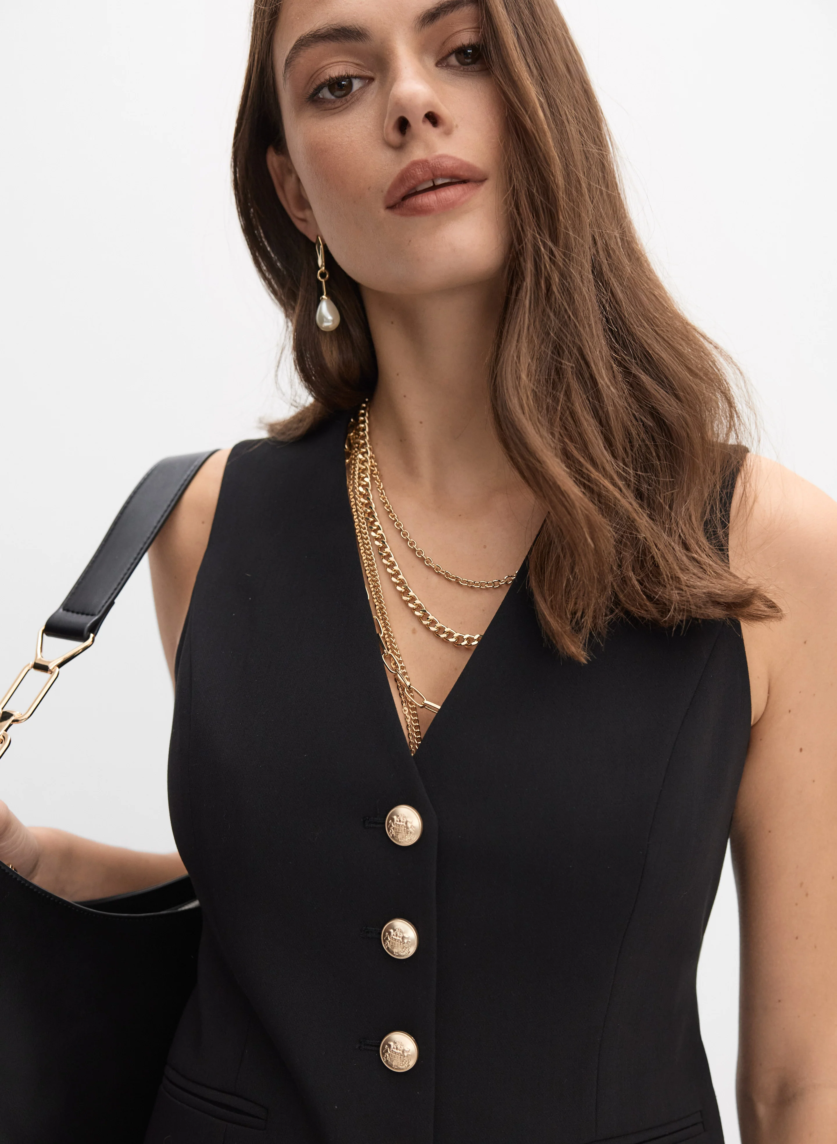 Embossed Button Vest - Image 2