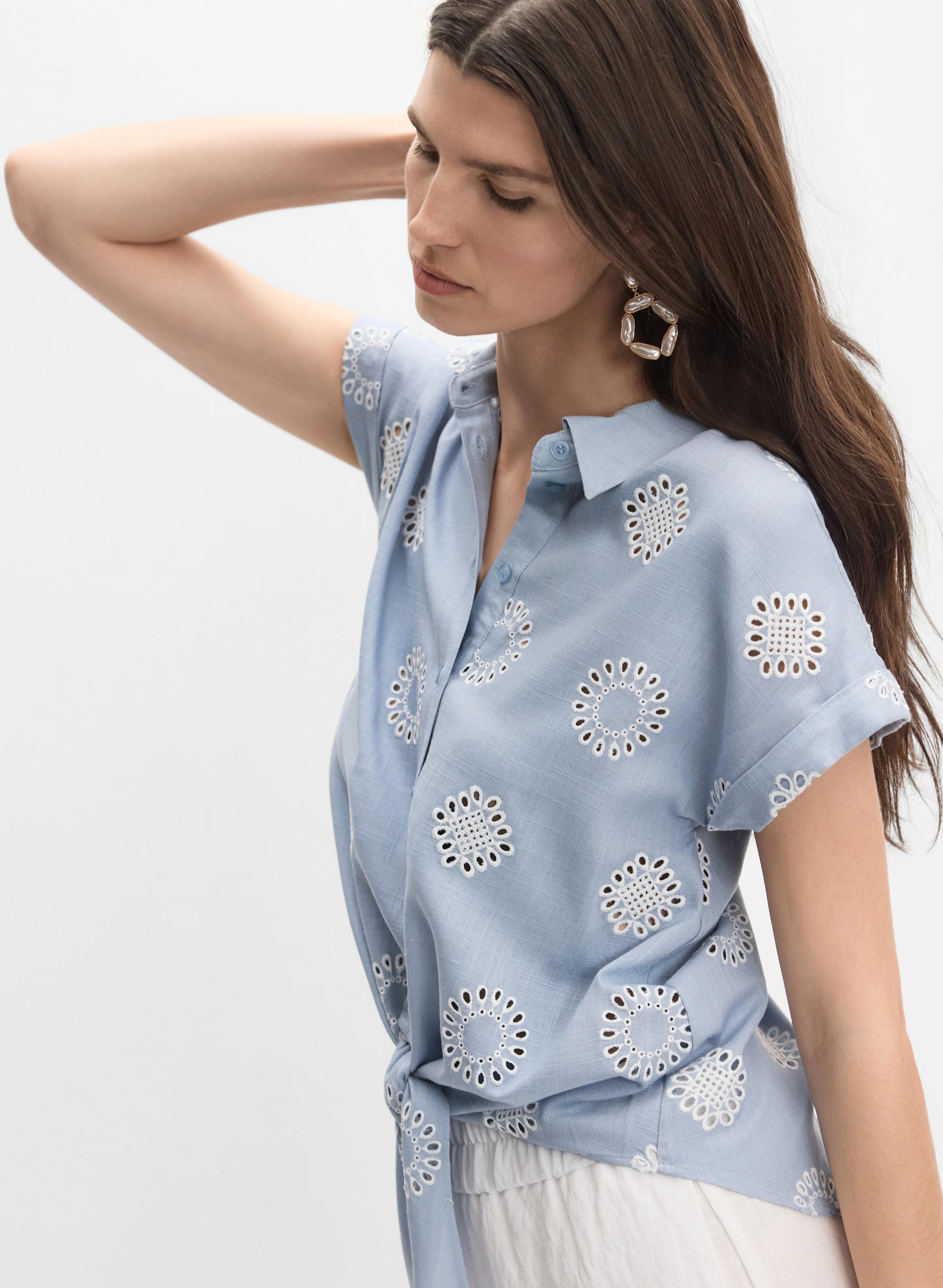 Embroidered Button-Down Blouse - Image 4