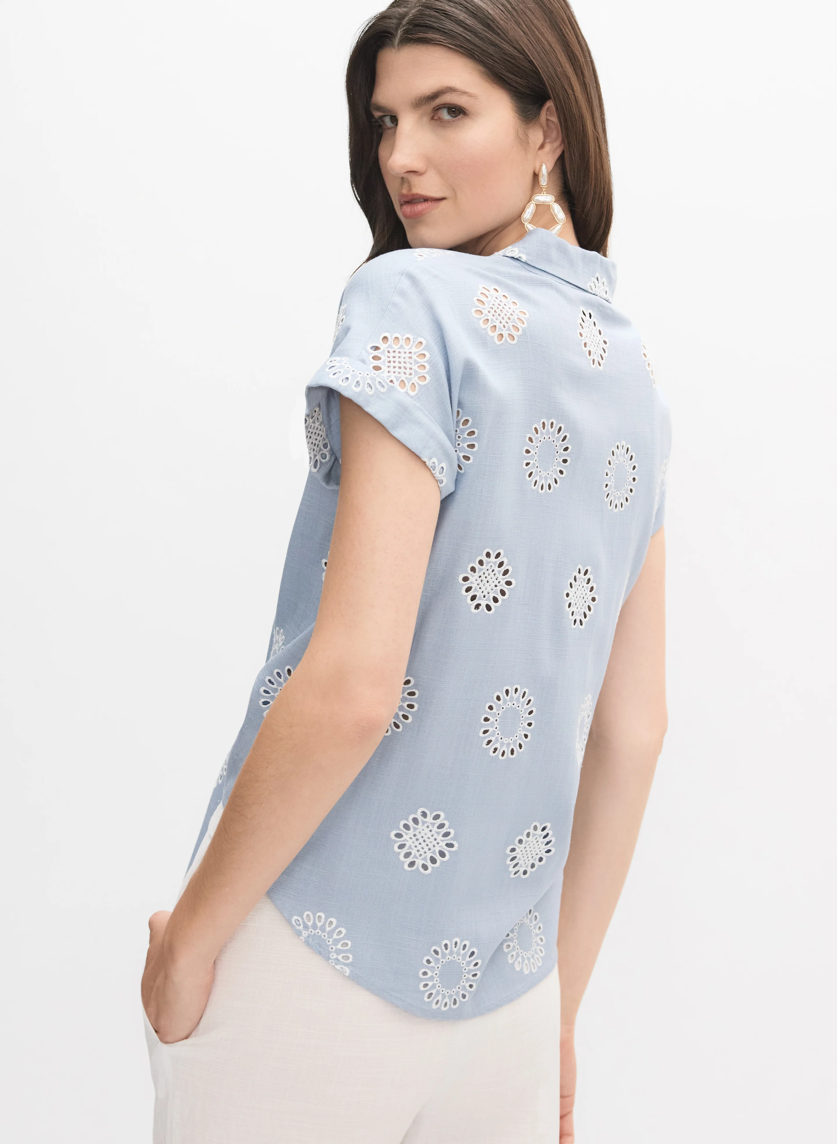 Embroidered Button-Down Blouse - Image 5