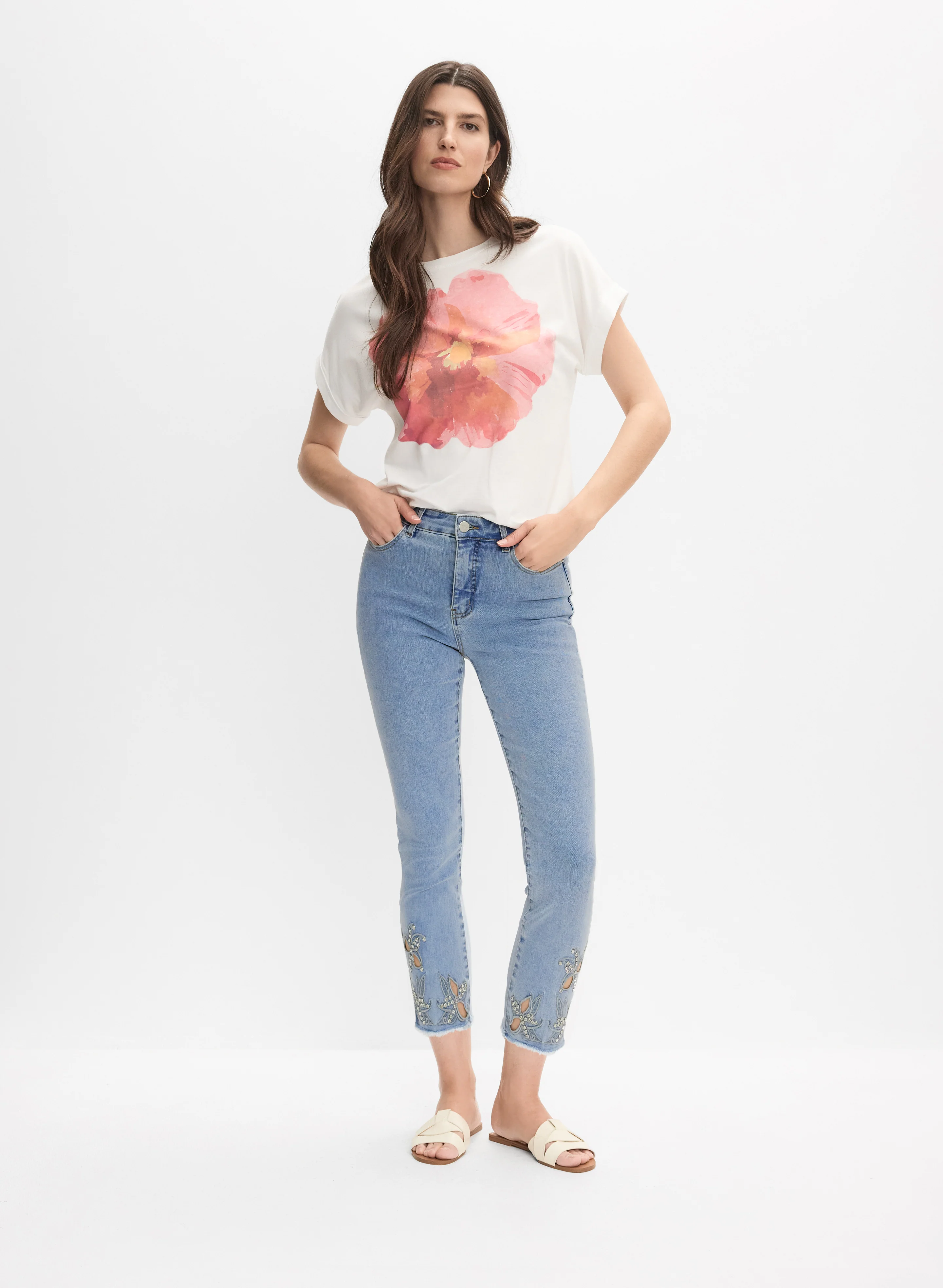 Embroidered Denim Capris - Image 3
