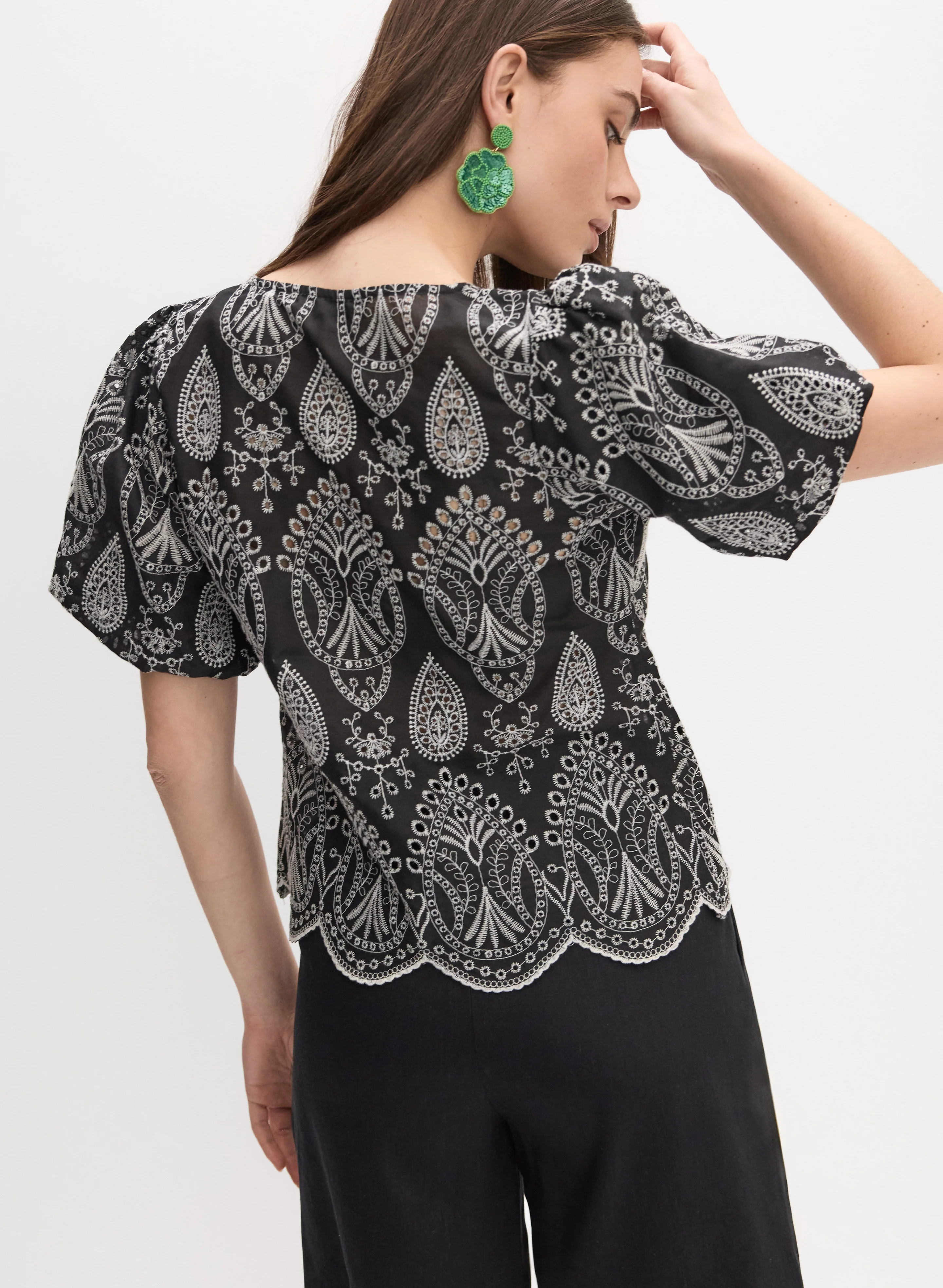 Embroidered Eyelet Blouse - Image 4