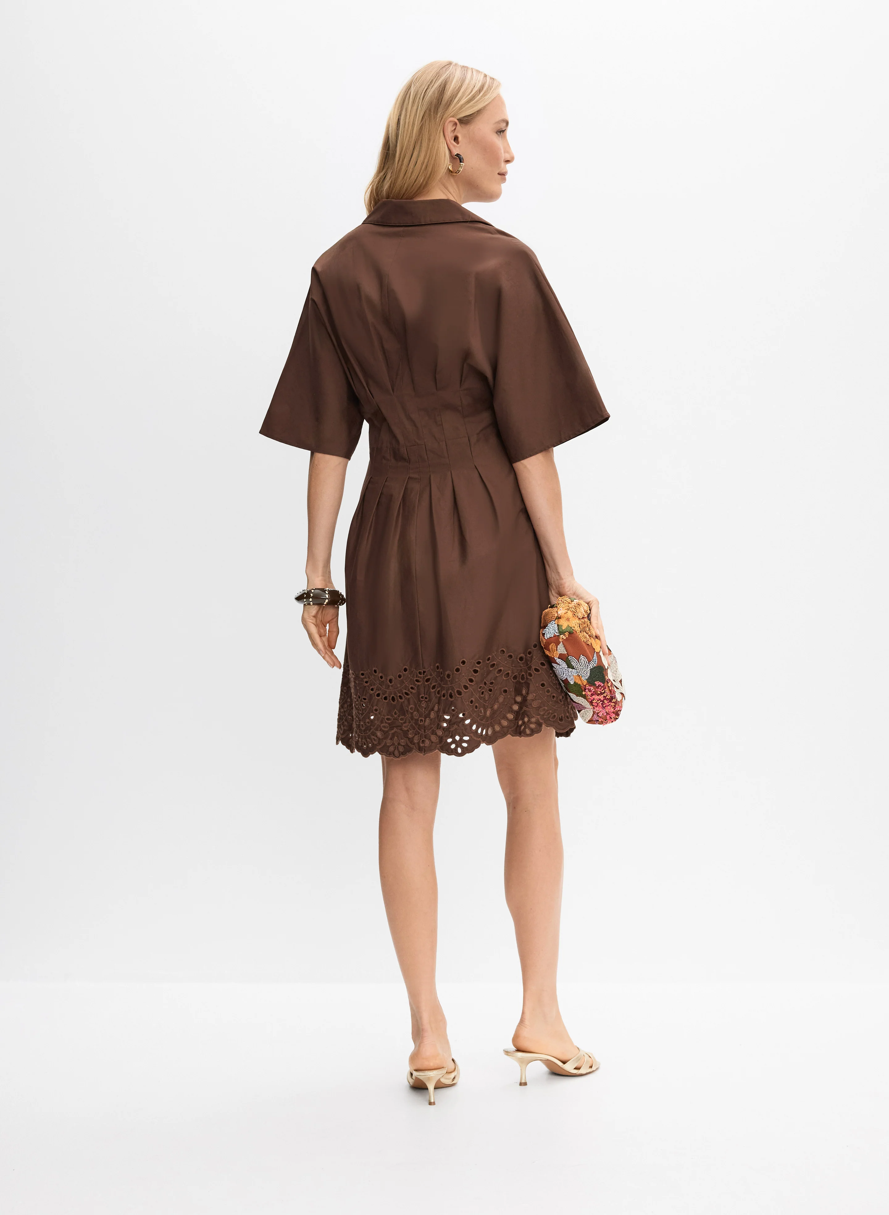 Embroidered Hem Shirt Dress - Image 4