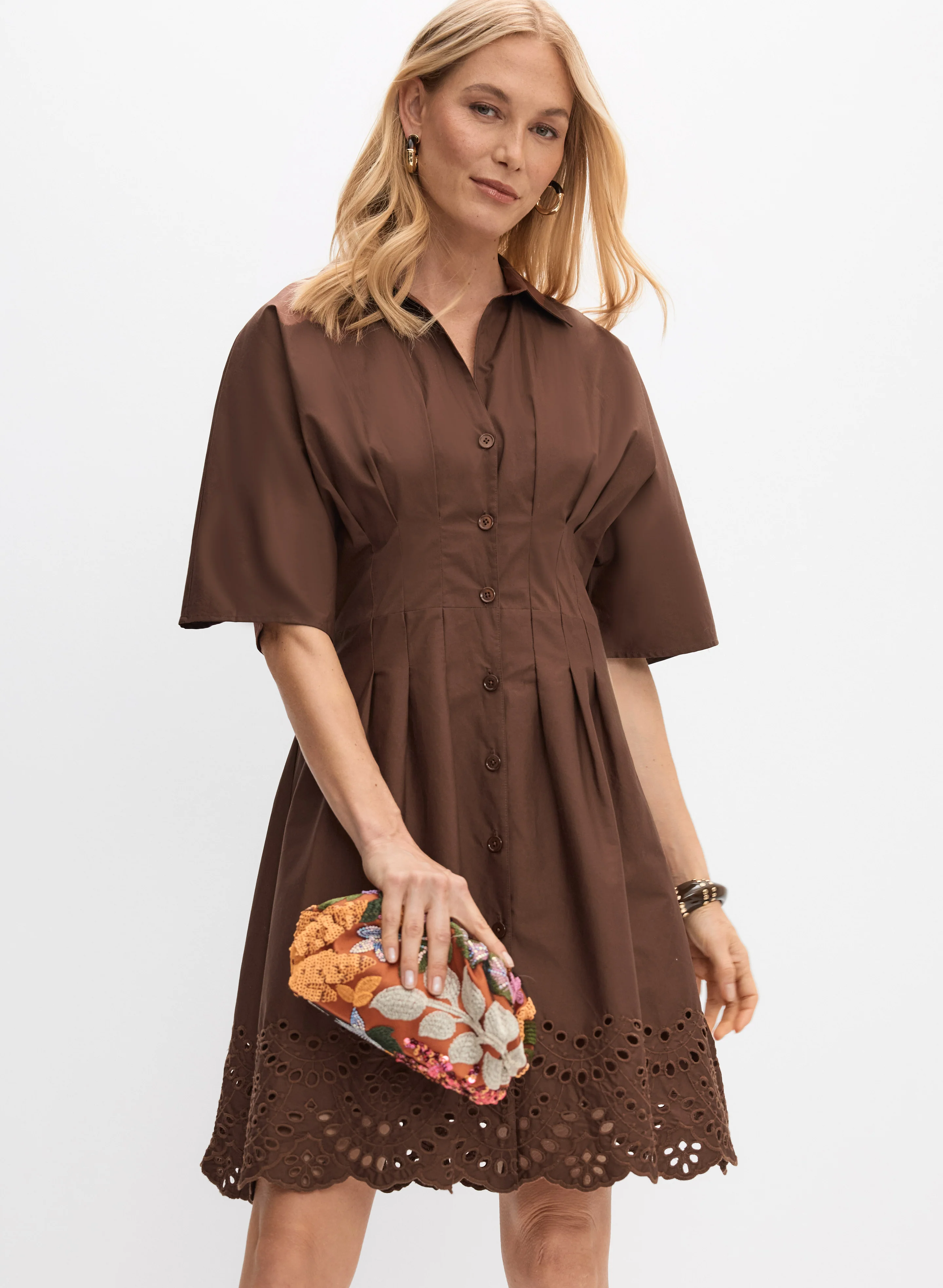 Embroidered Hem Shirt Dress - Image 5