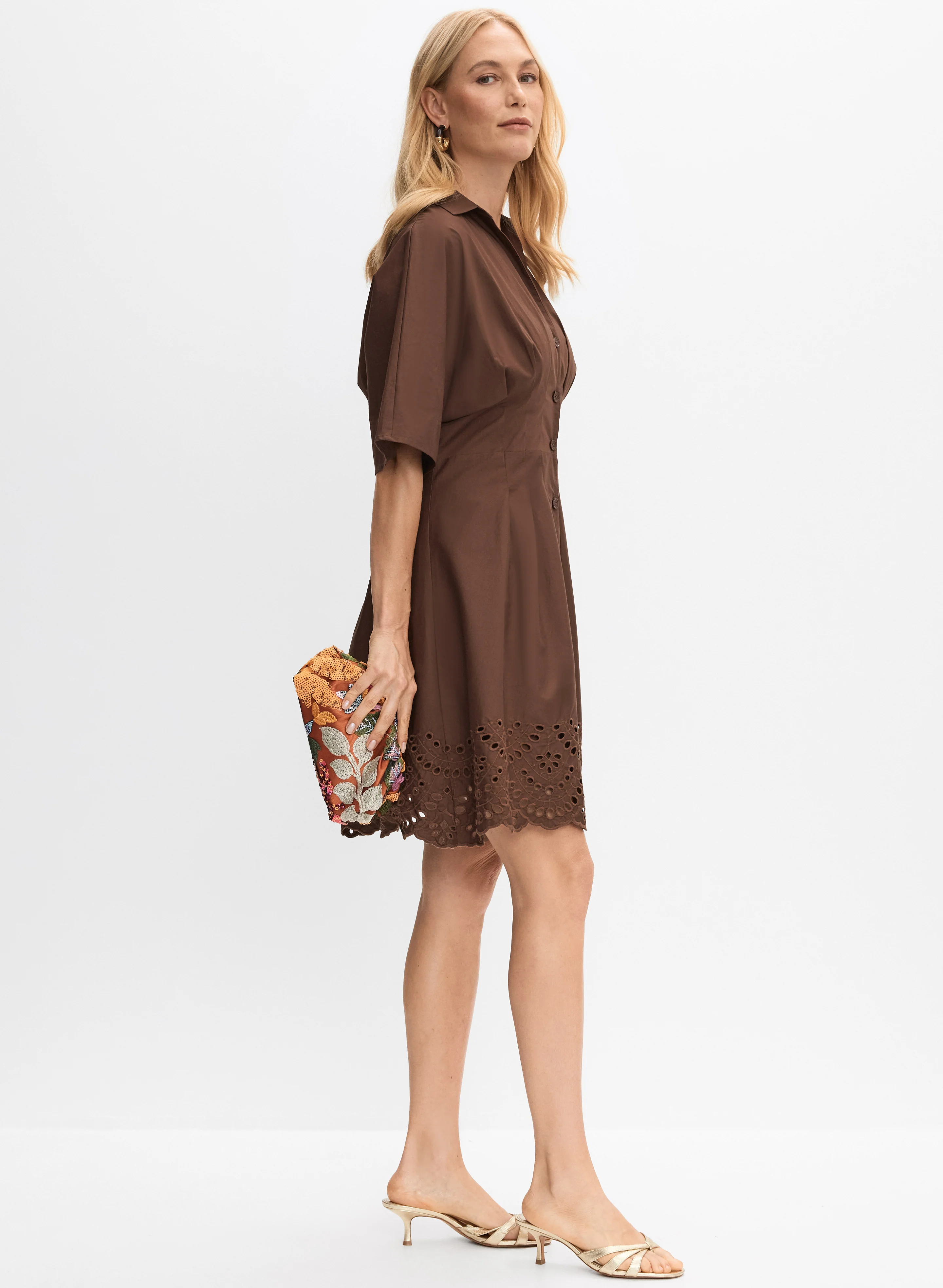 Embroidered Hem Shirt Dress - Image 9